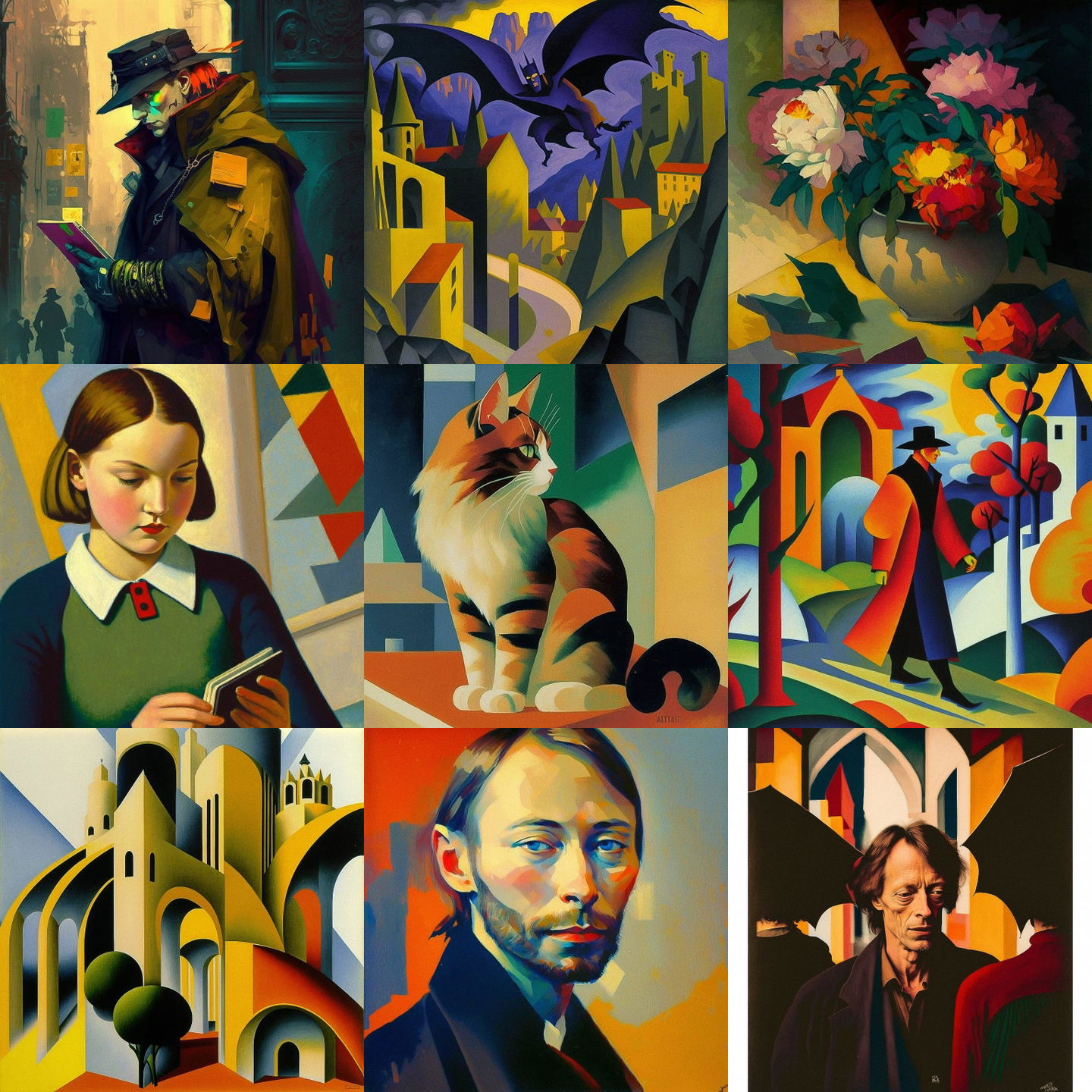 August Macke style, Midjourney V4: cyberpunk character by August Macke