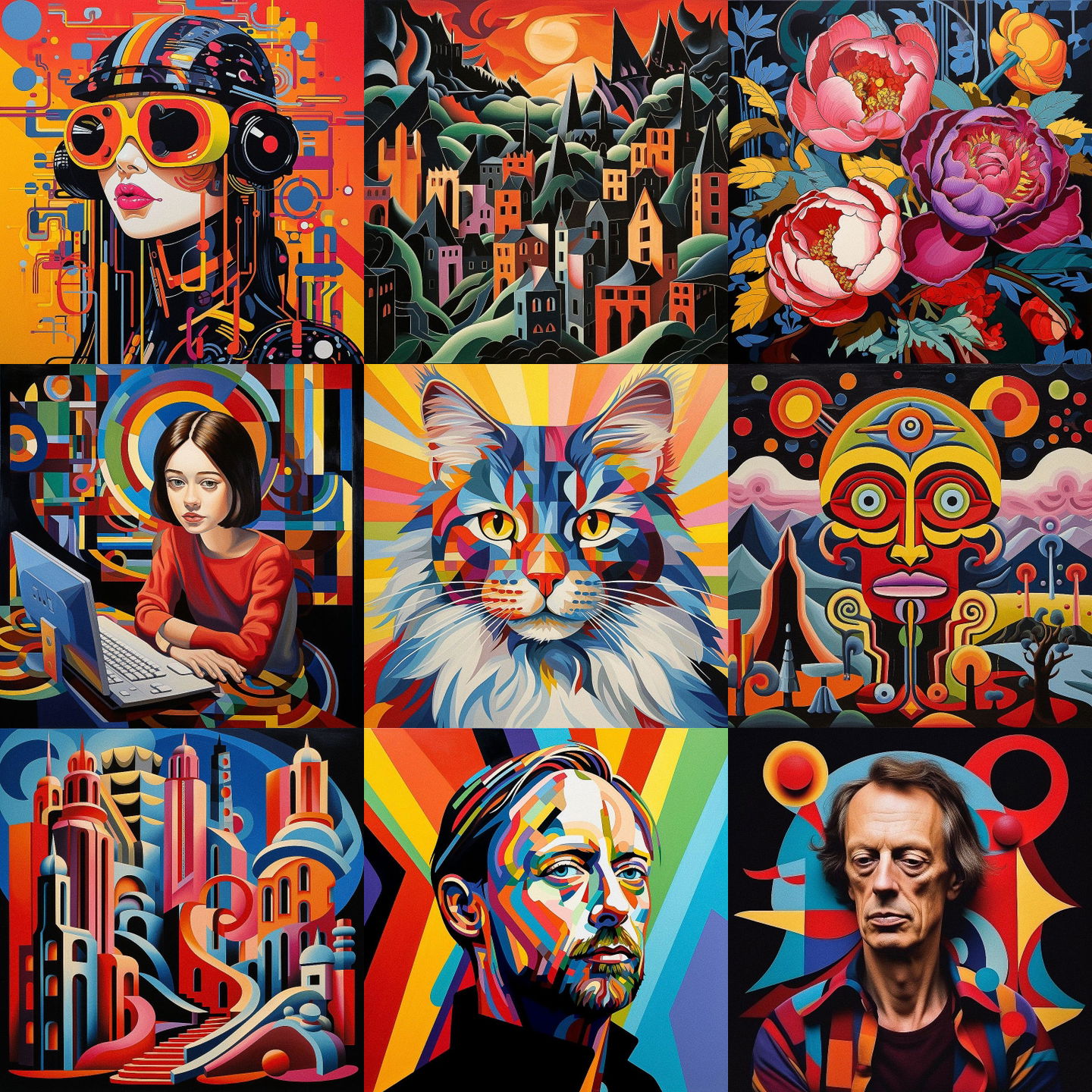Auguste Herbin style, Midjourney V5.2: cyberpunk character by Auguste Herbin