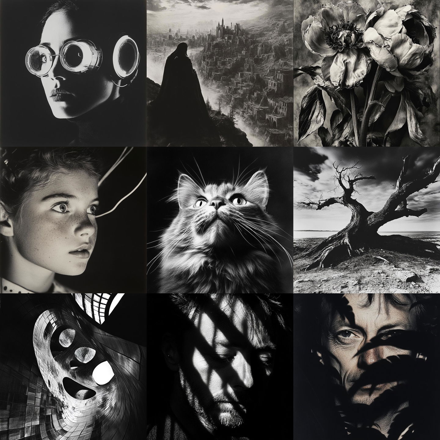 Brett Weston style, Midjourney V6.1: cyberpunk character by Brett Weston