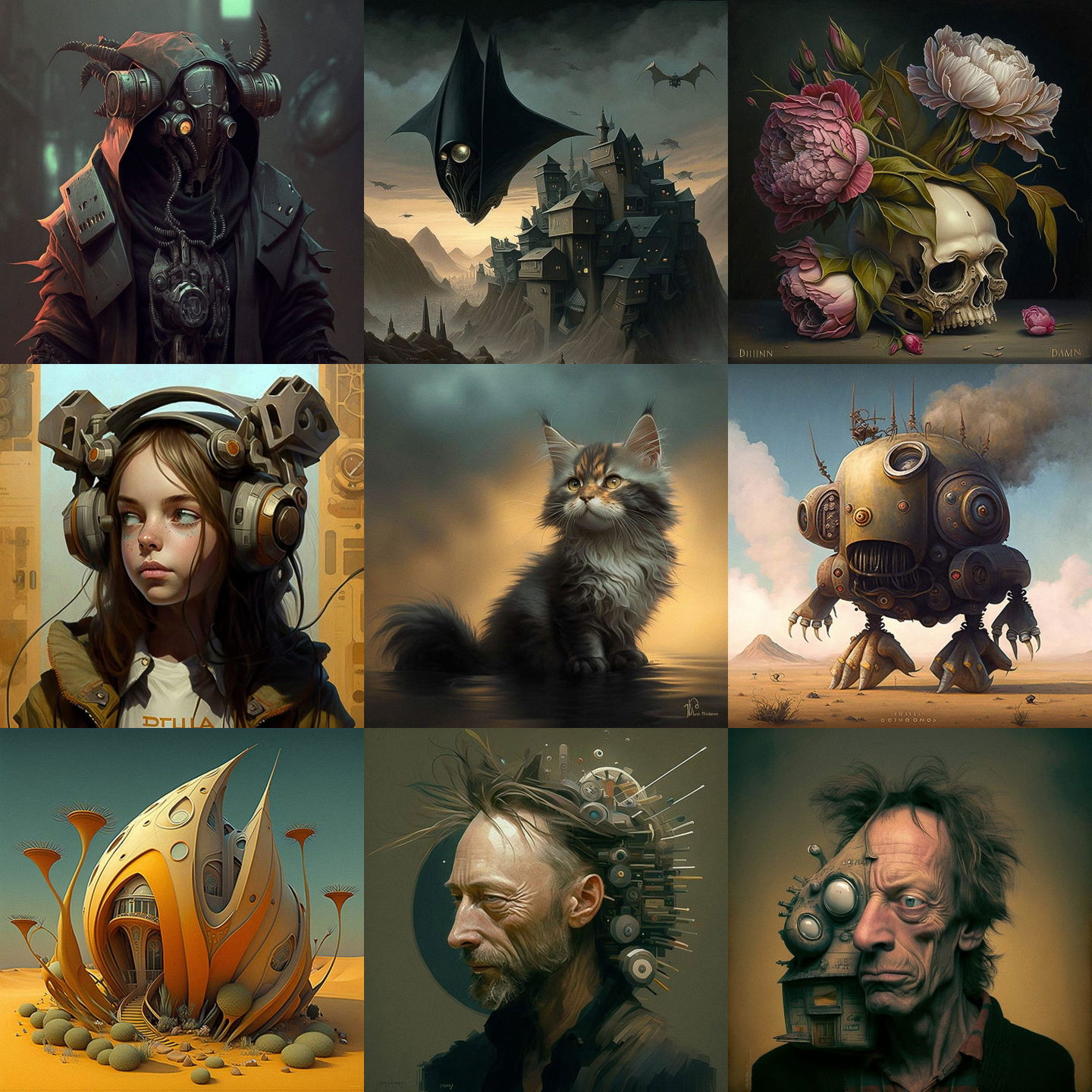 Brian Despain style, Midjourney V4: cyberpunk character by Brian Despain