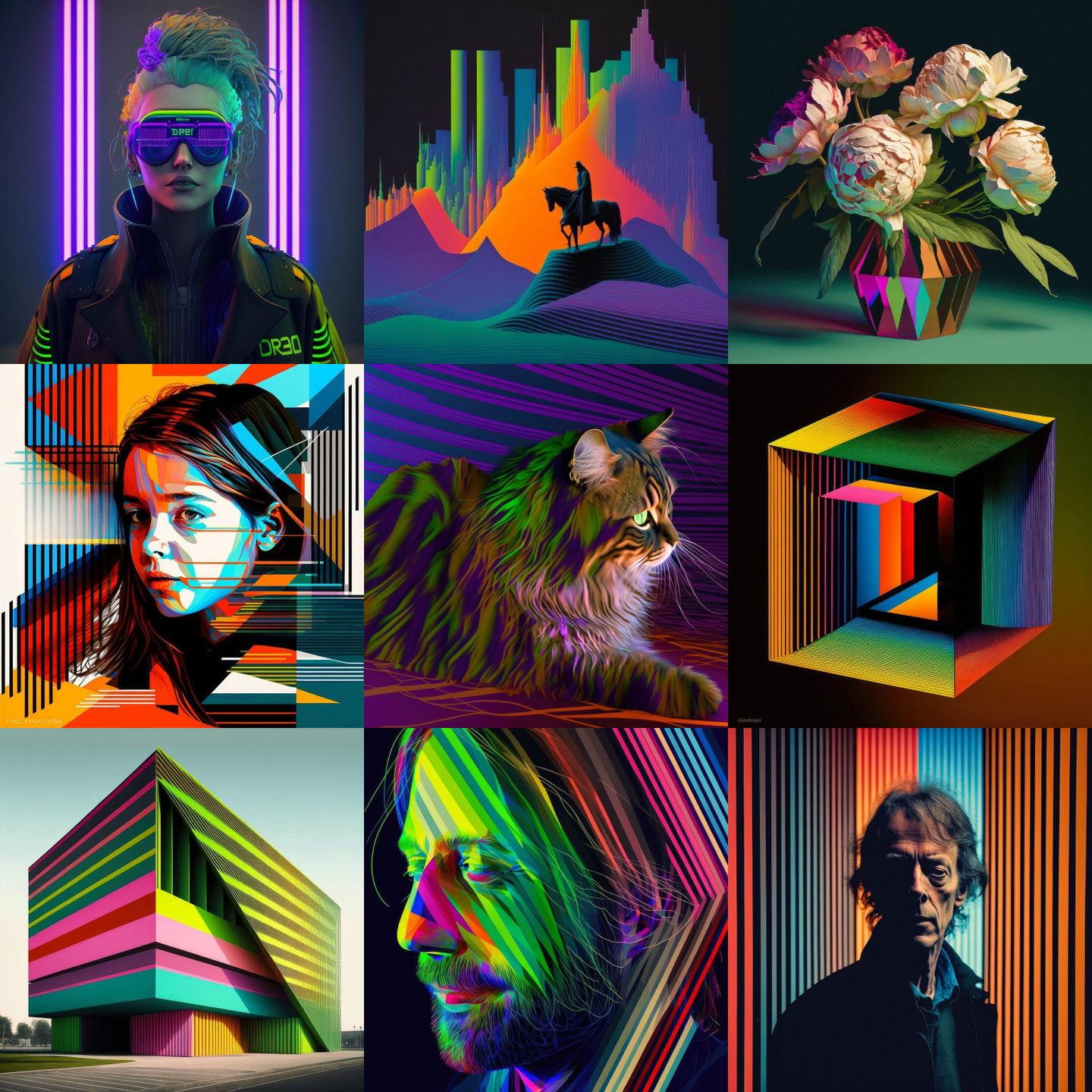 Carlos Cruz-Diez style, Midjourney V4: cyberpunk character by Carlos Cruz-Diez