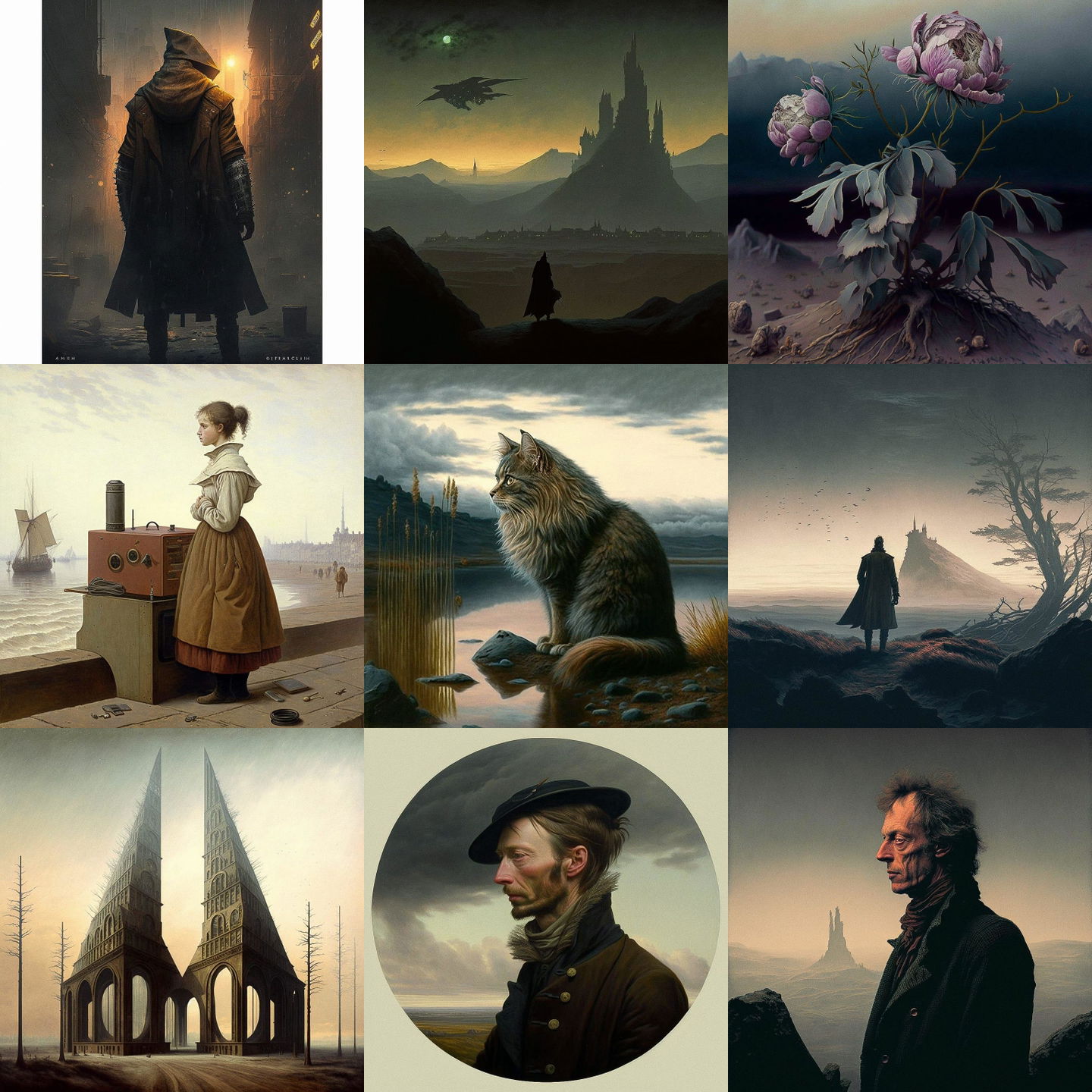 Caspar David Friedrich style, Midjourney V4: cyberpunk character by Caspar David Friedrich