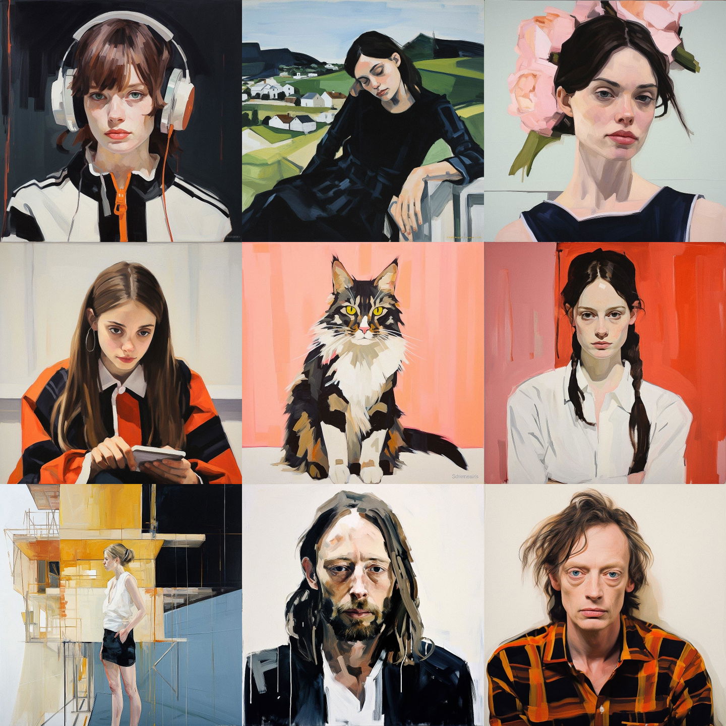 Chantal Joffe style, Midjourney V5.2: cyberpunk character by Chantal Joffe
