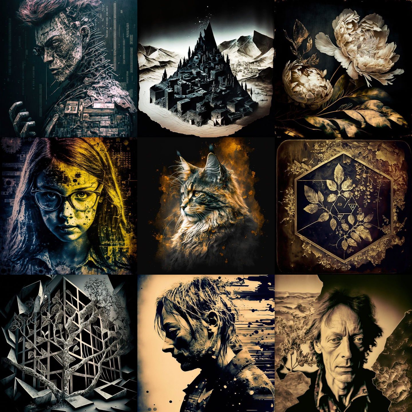 Chemigram style, Midjourney V4: cyberpunk character. Chemigram