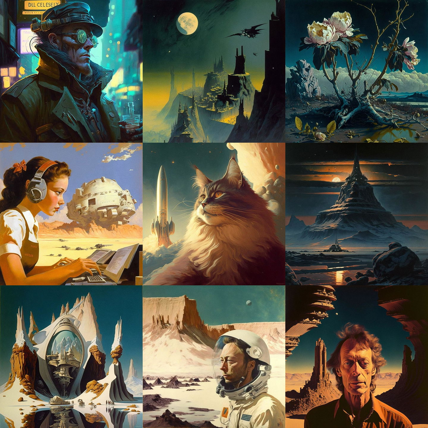 Chesley Bonestell style, Midjourney V4: cyberpunk character by Chesley Bonestell