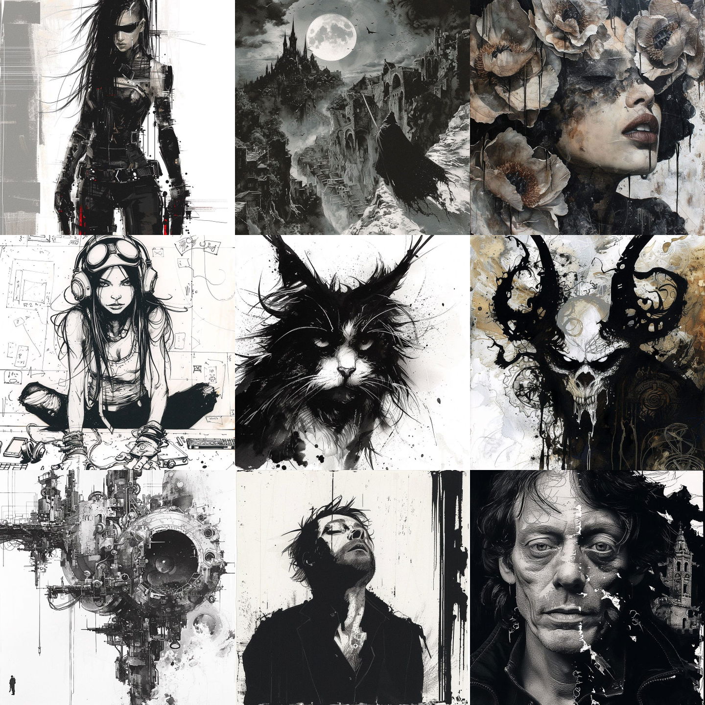 Chris Bachalo style, Midjourney V6: cyberpunk character by Chris Bachalo