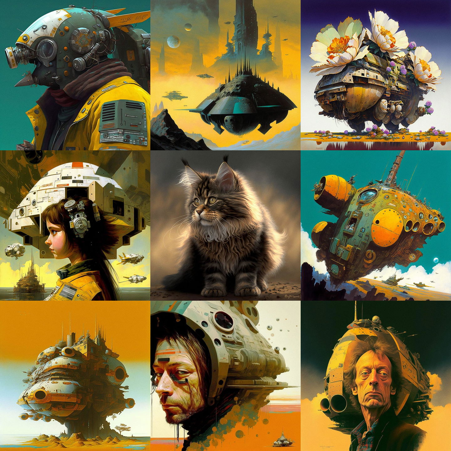 Chris Foss style, Midjourney V4: cyberpunk character by Chris Foss