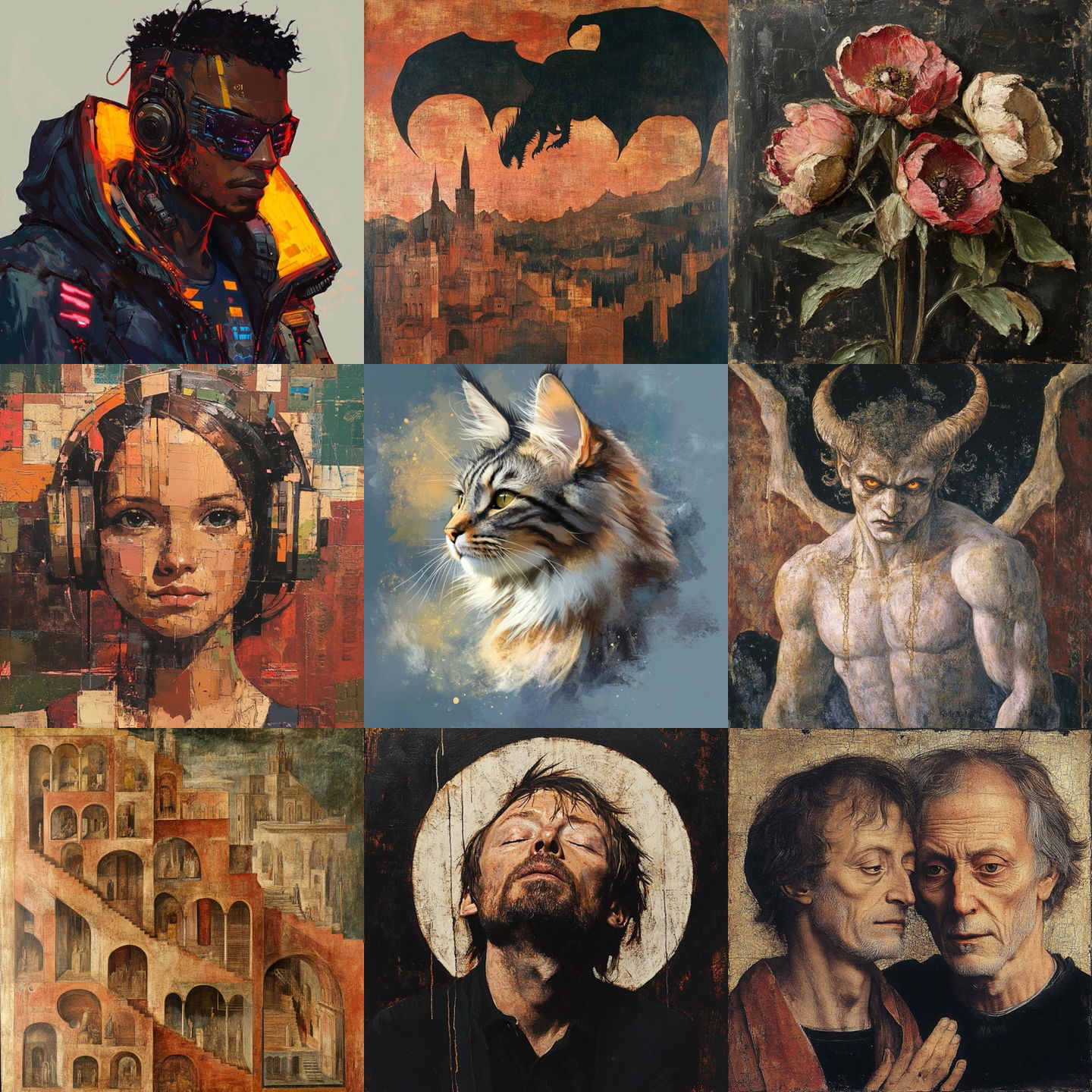 Cimabue style, Midjourney V6.1: cyberpunk character by Cimabue