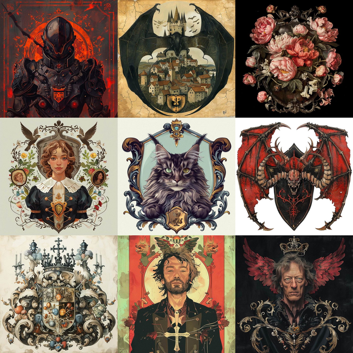 Coat of Arms style, Midjourney V6: cyberpunk character as Coat of Arms