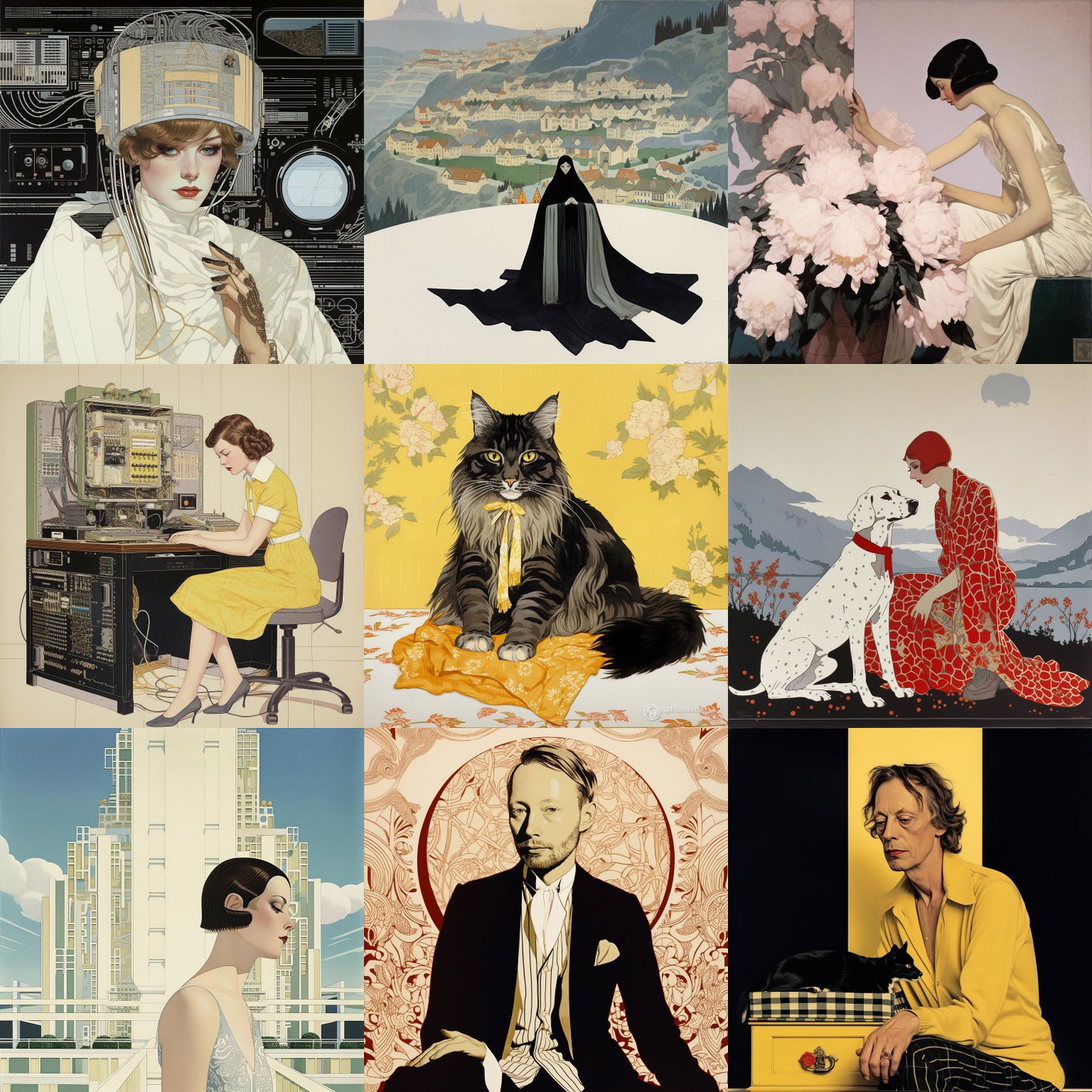 Coles Phillips style, Midjourney V5: cyberpunk character by Coles Phillips