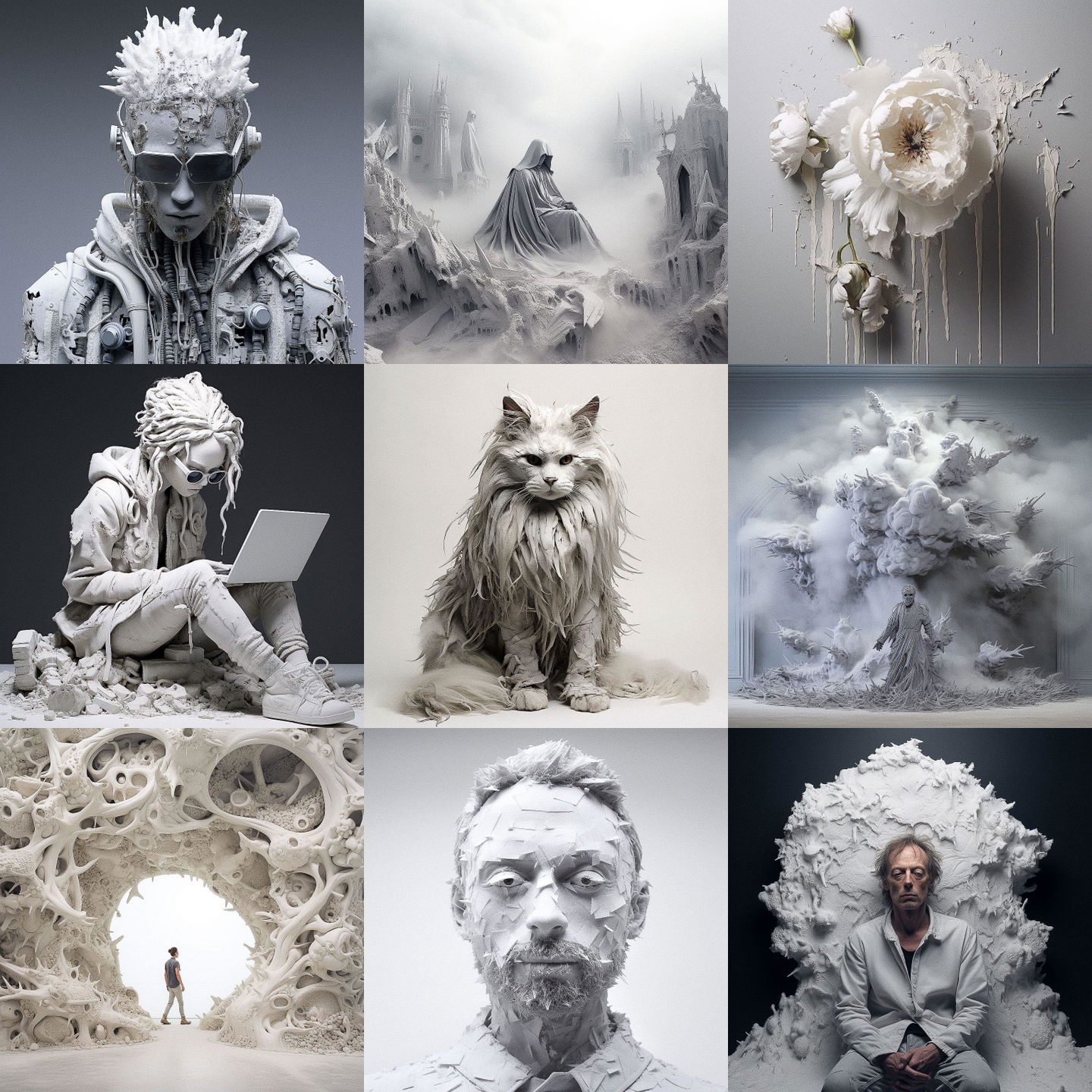Daniel Arsham style, Midjourney V5.2: cyberpunk character by Daniel Arsham