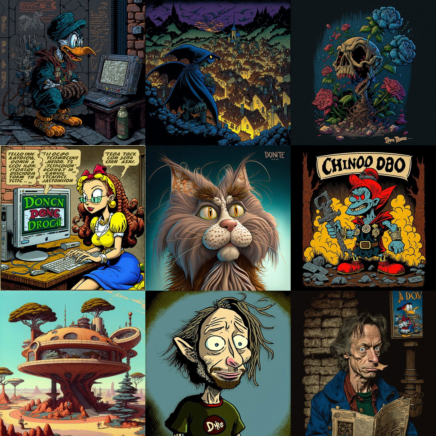 Don Rosa style, Midjourney V4: cyberpunk character by Don Rosa