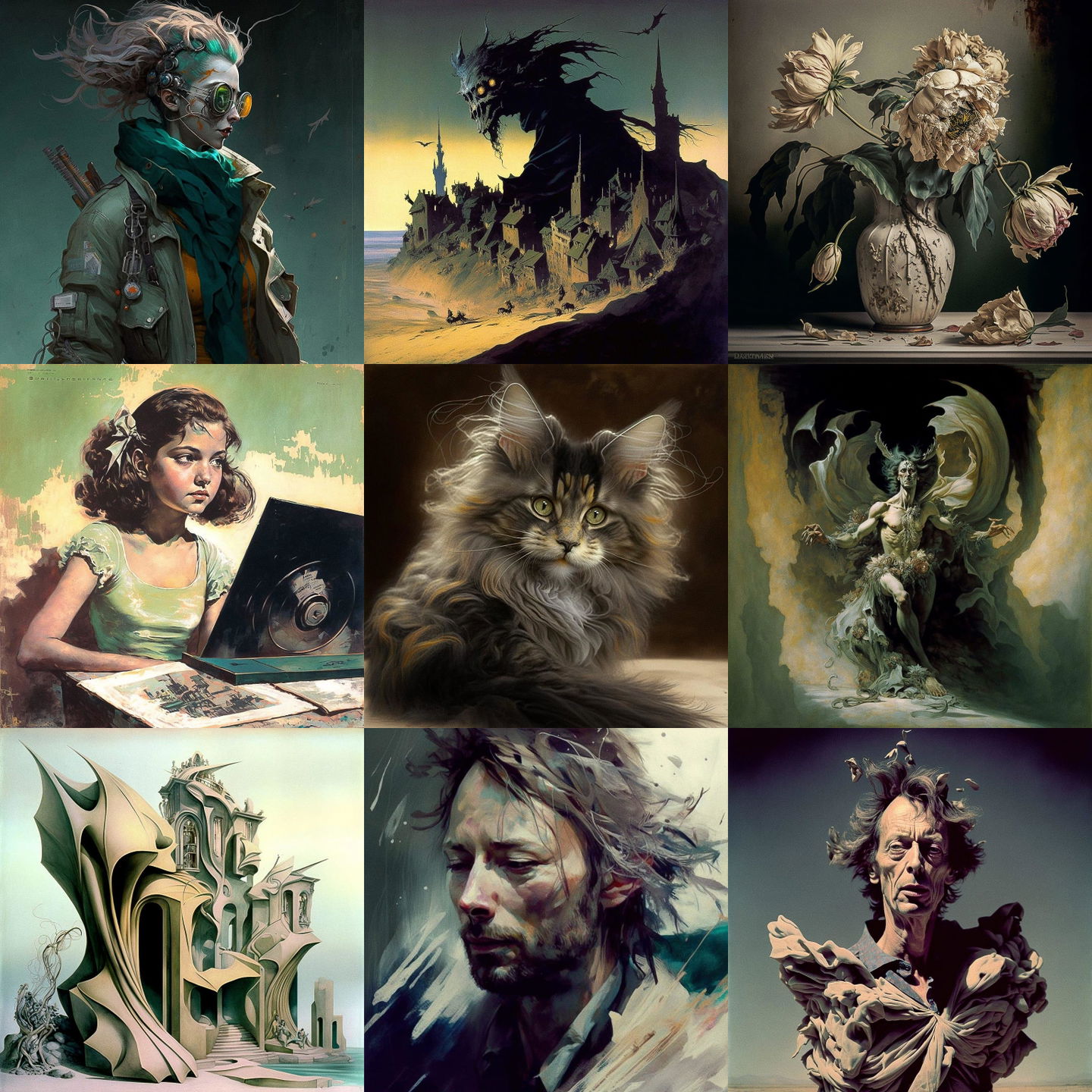 Dorothea Tanning style, Midjourney V4: cyberpunk character by Dorothea Tanning