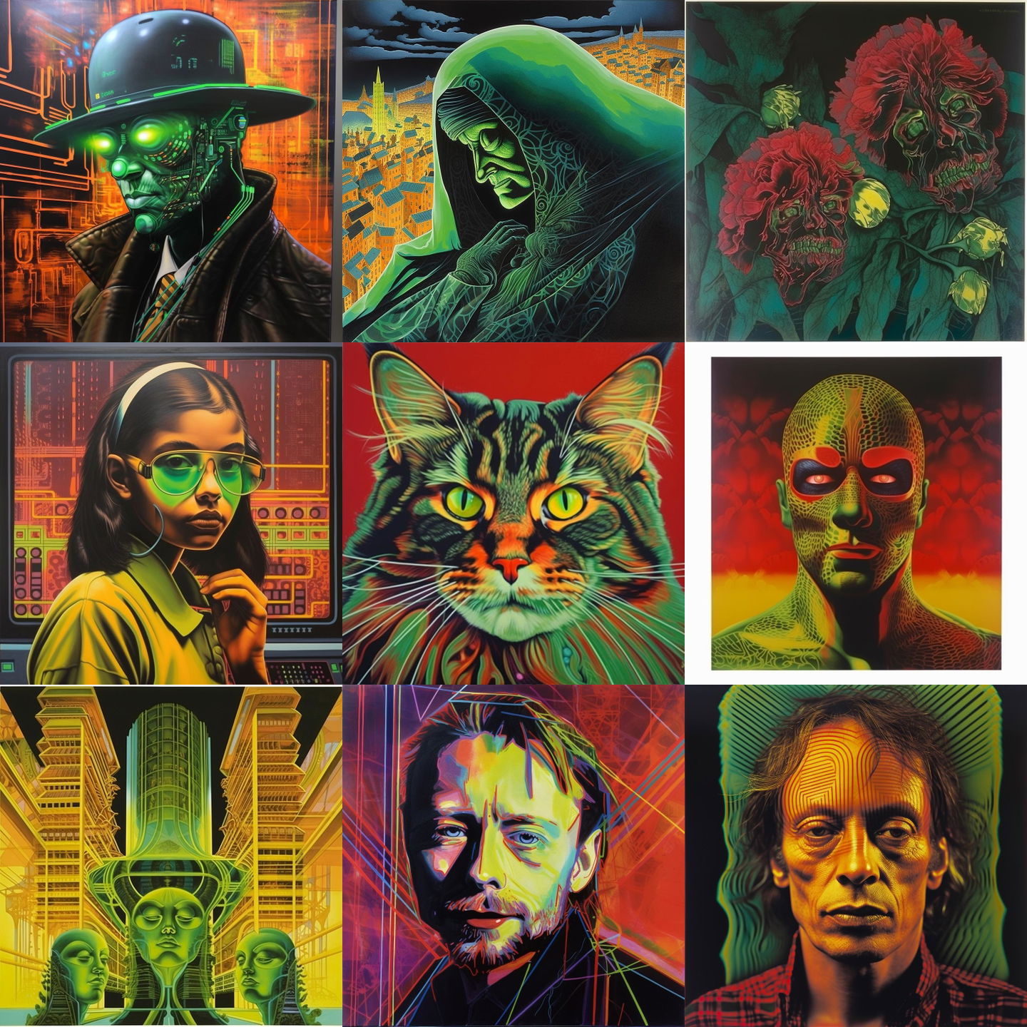 Ed Paschke style, Midjourney V5: cyberpunk character by Ed Paschke
