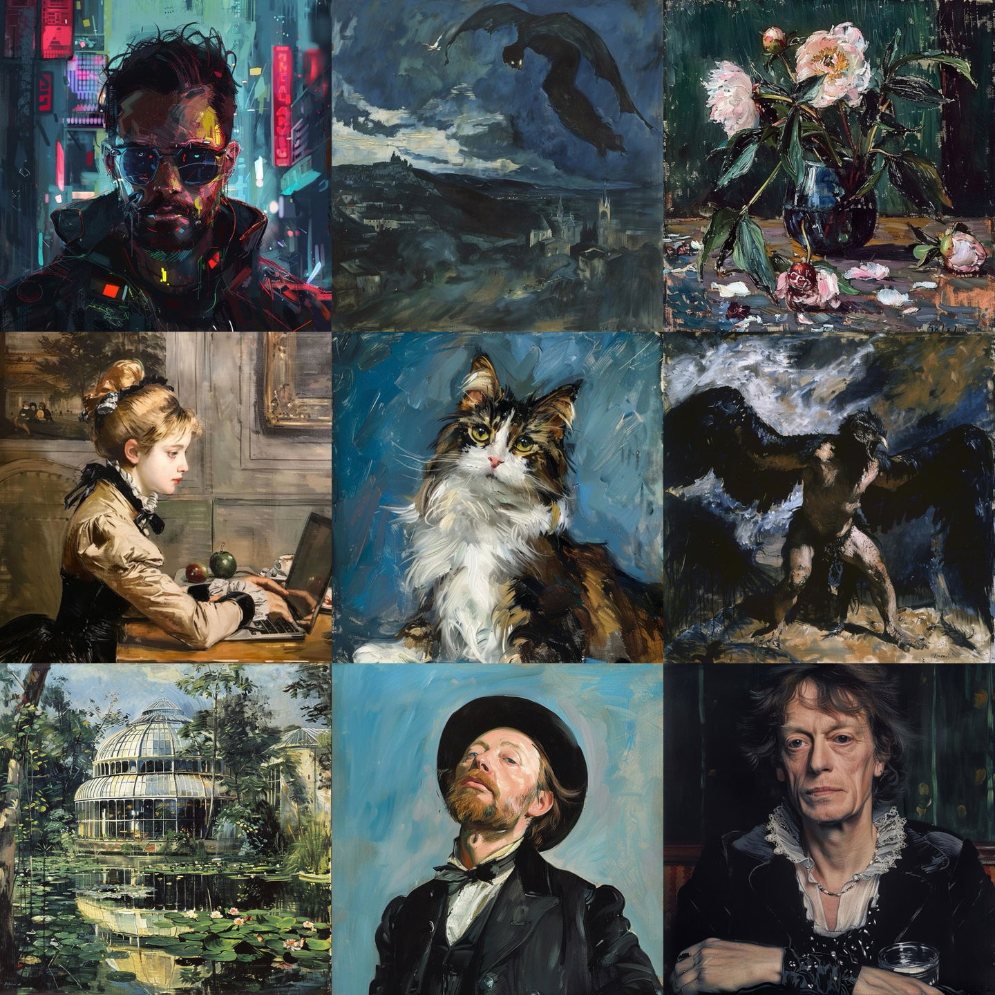 Edouard Manet style, Midjourney V6: cyberpunk character by Edouard Manet