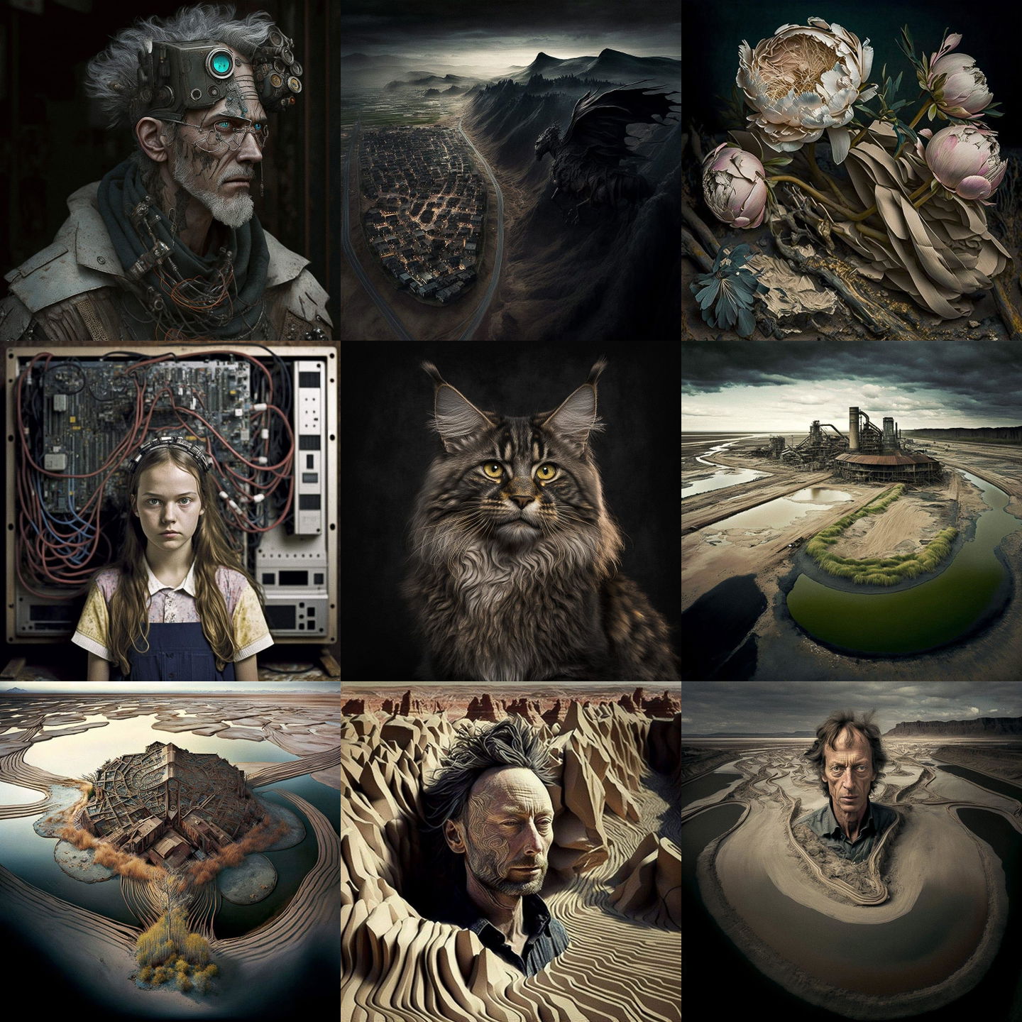 Edward Burtynsky style, Midjourney V4: cyberpunk character by Edward Burtynsky