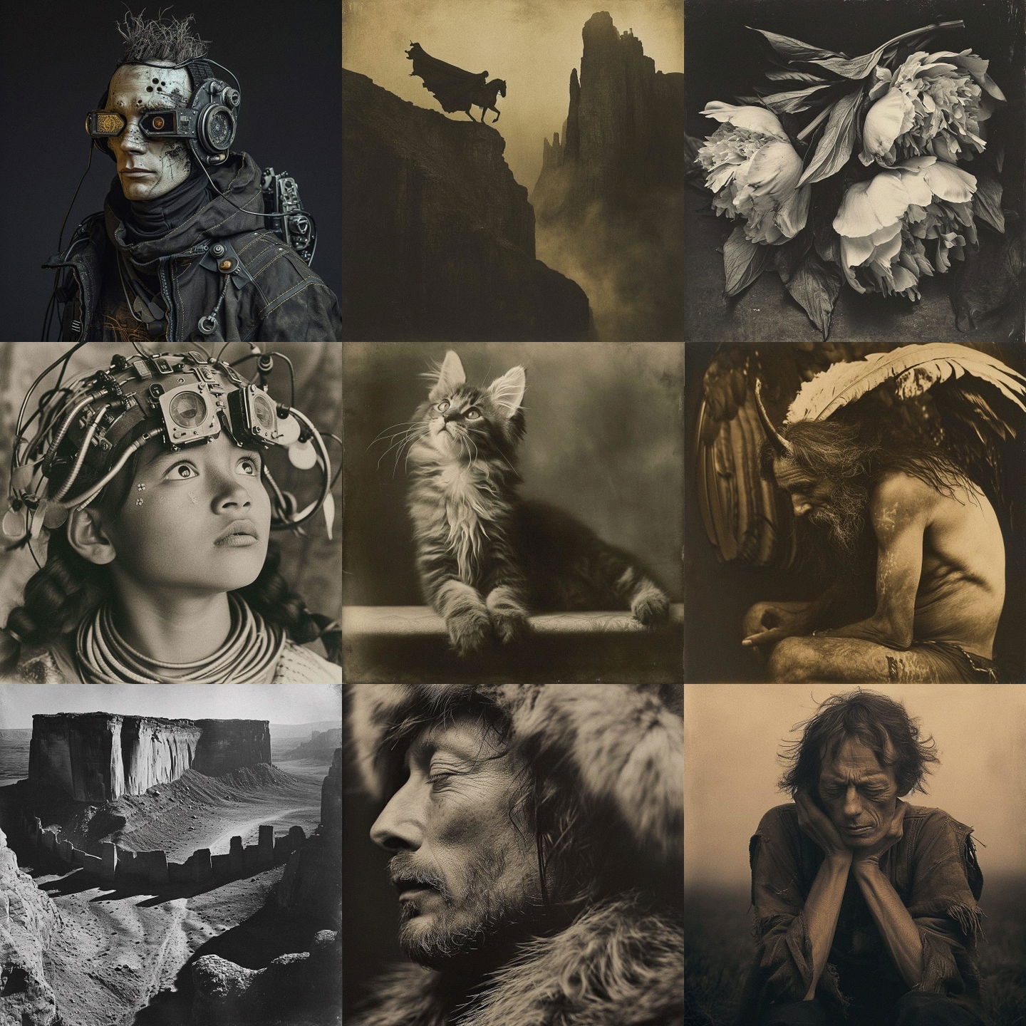Edward S. Curtis style, Midjourney V5.2: cyberpunk character by Edward S. Curtis
