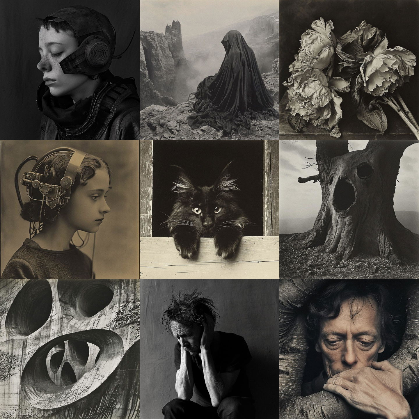 Edward Weston style, Midjourney V6: cyberpunk character by Edward Weston