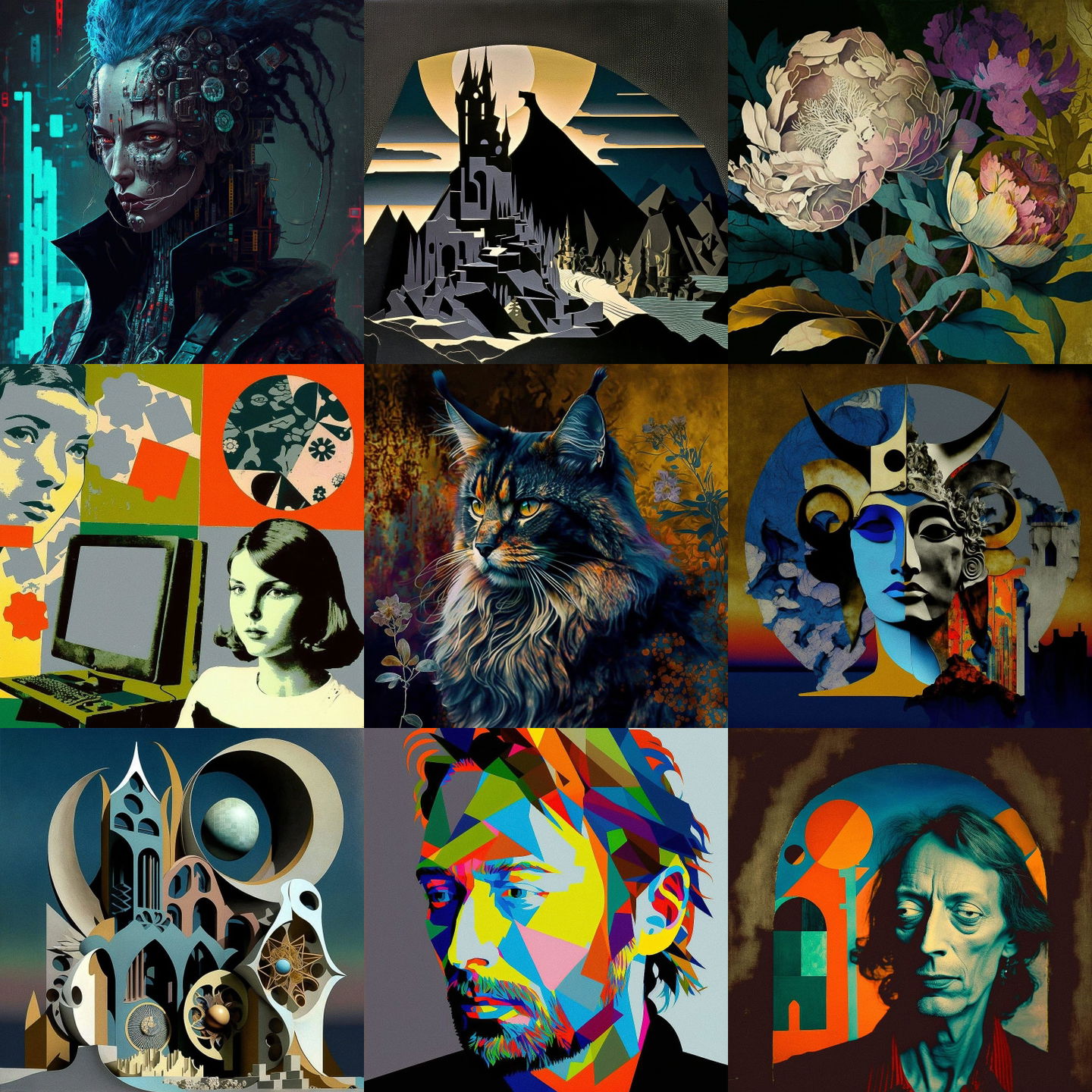 Eileen Agar style, Midjourney V4: cyberpunk character by Eileen Agar