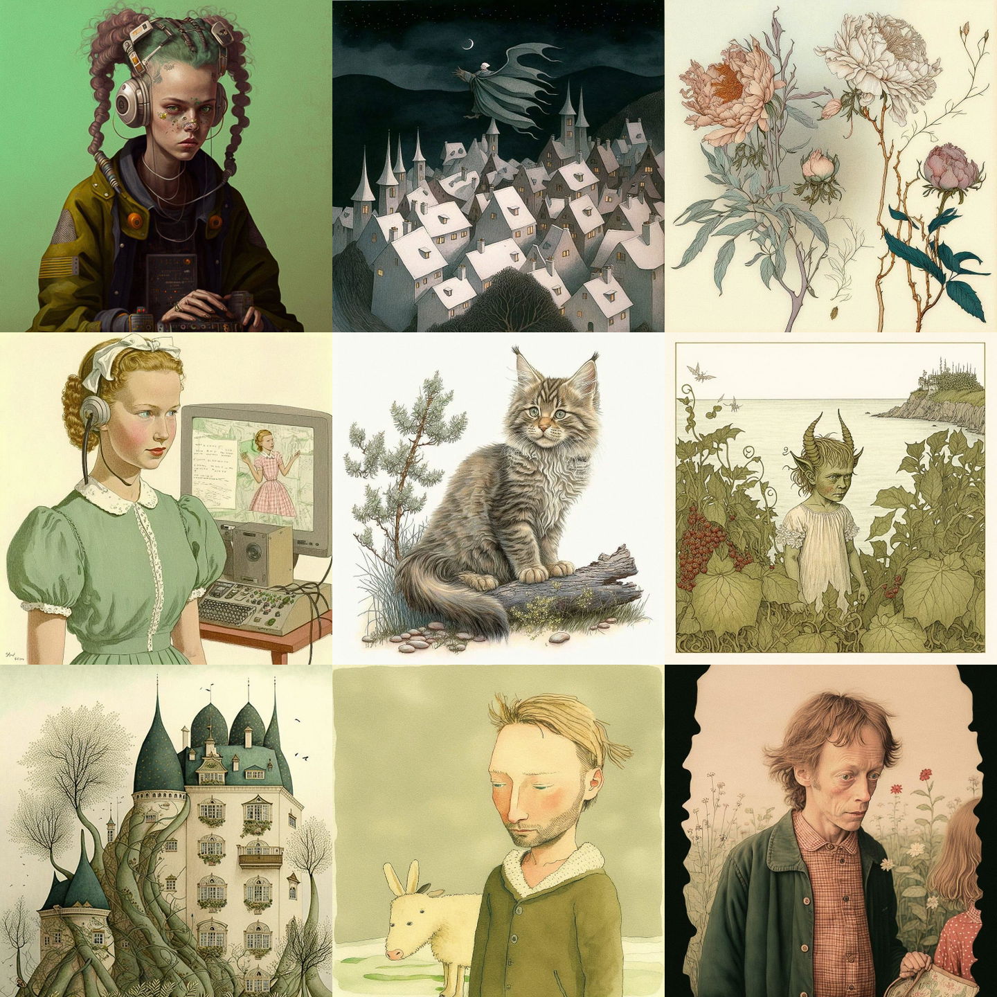 Elsa Beskow style, Midjourney V4: cyberpunk character by Elsa Beskow