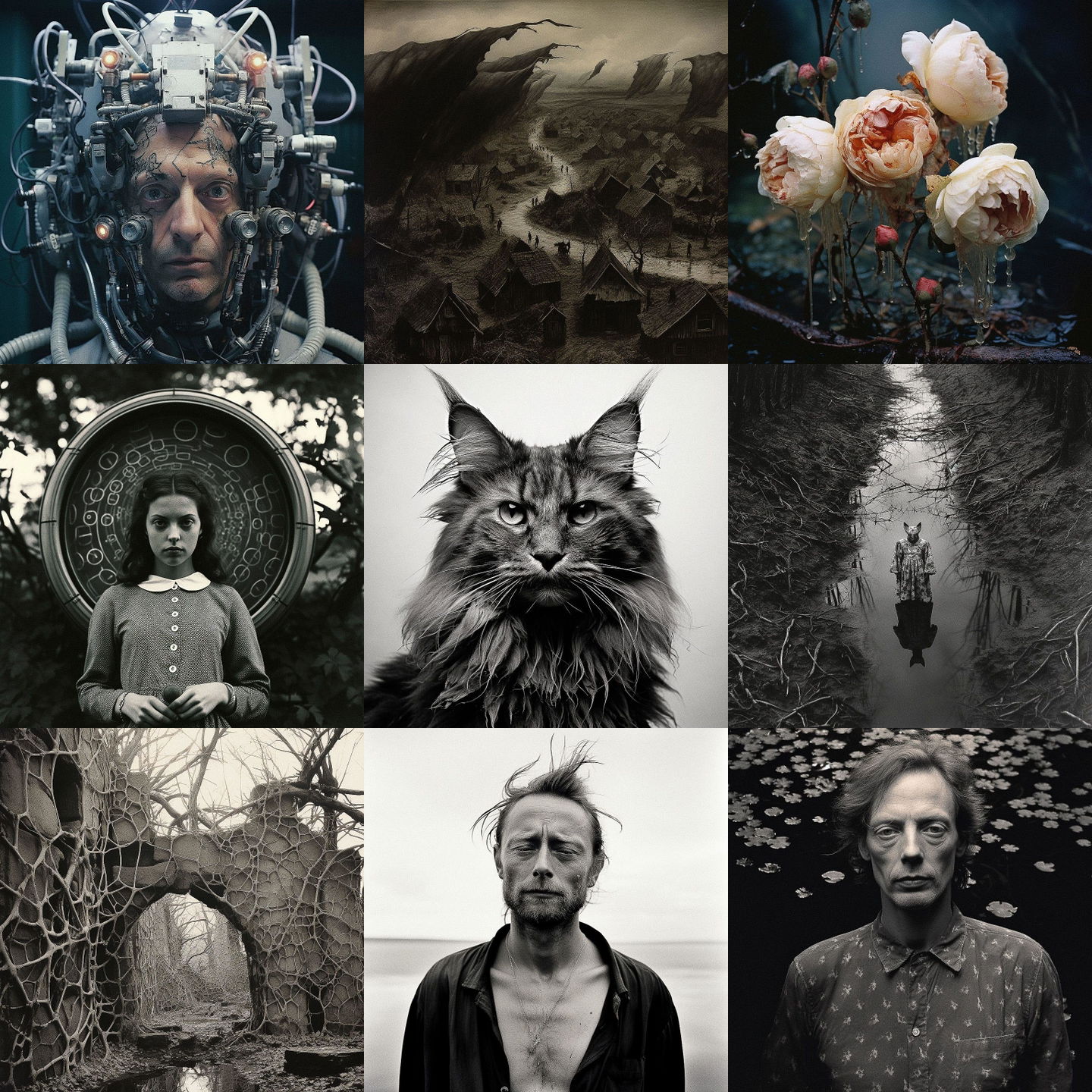 Emmet Gowin style, Midjourney V5.2: cyberpunk character by Emmet Gowin