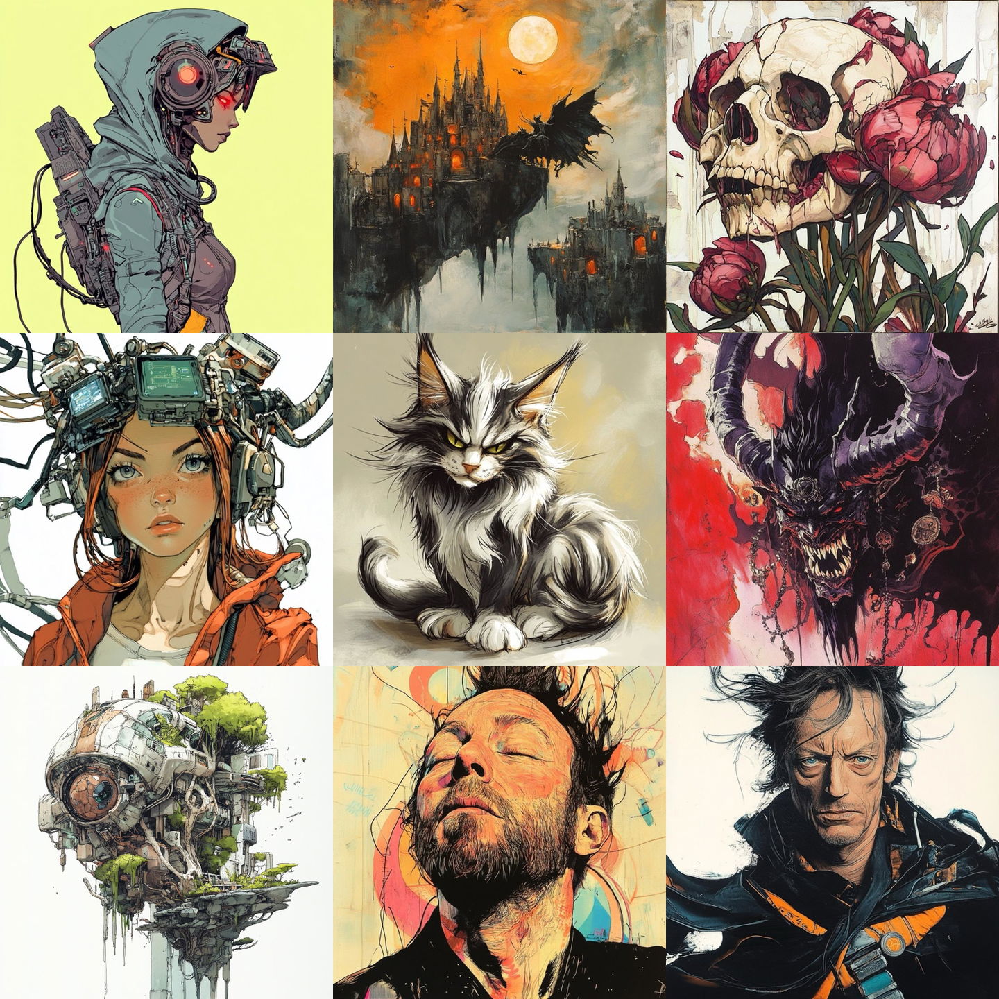 Eric Canete style, Midjourney V6.1: cyberpunk character by Eric Canete