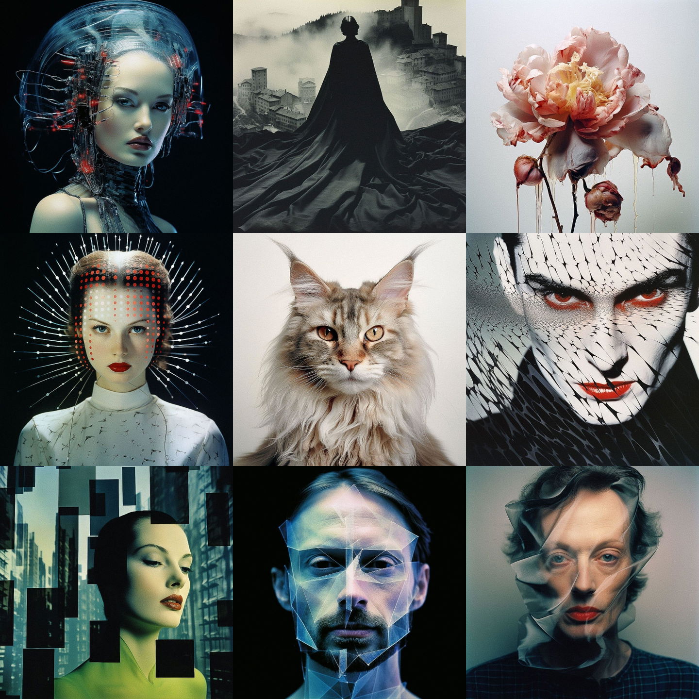 Erwin Blumenfeld style, Midjourney V5.2: cyberpunk character by Erwin Blumenfeld