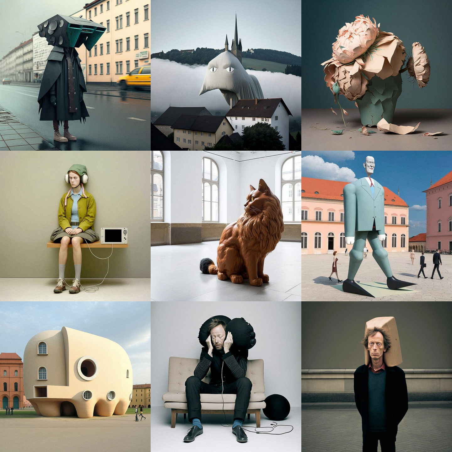 Erwin Wurm style, Midjourney V4: cyberpunk character by Erwin Wurm