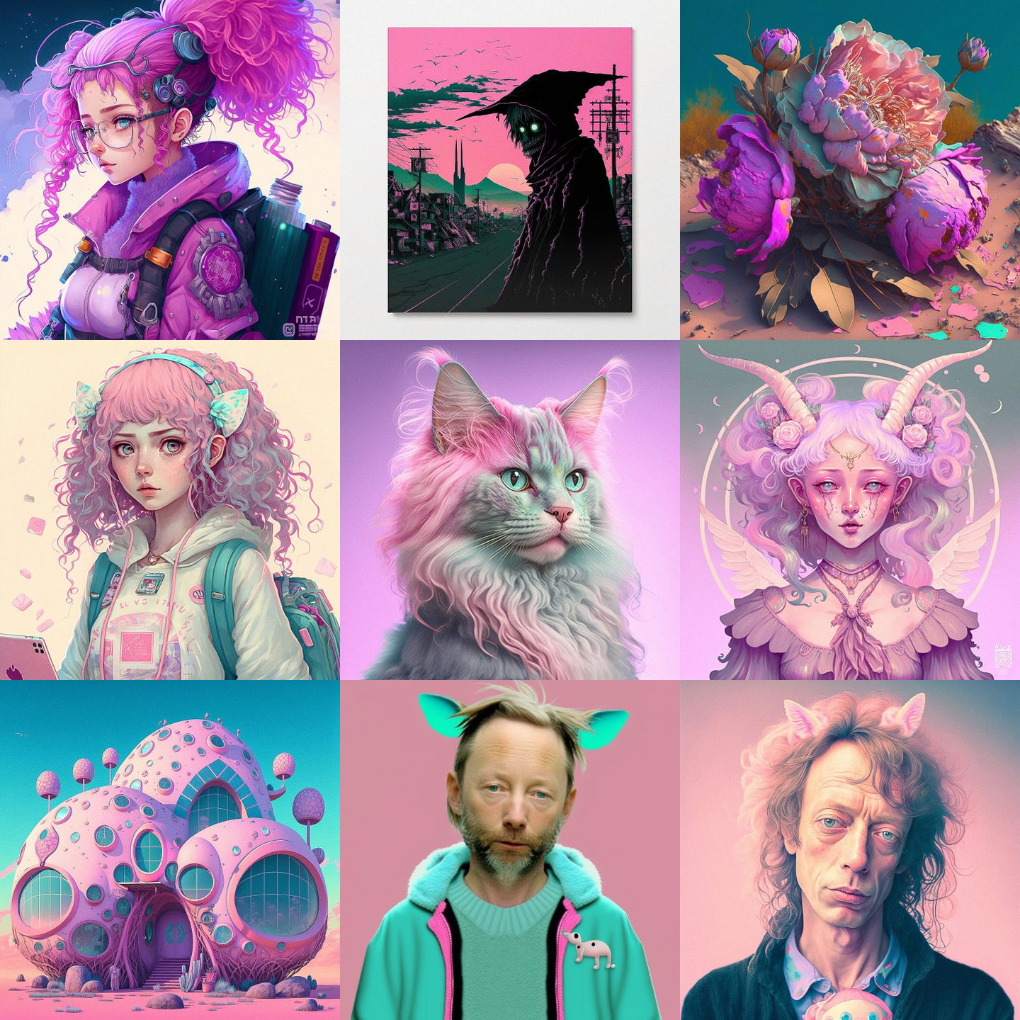 Fairy Kei fashion style, Midjourney V4: cyberpunk character in Fairy Kei style