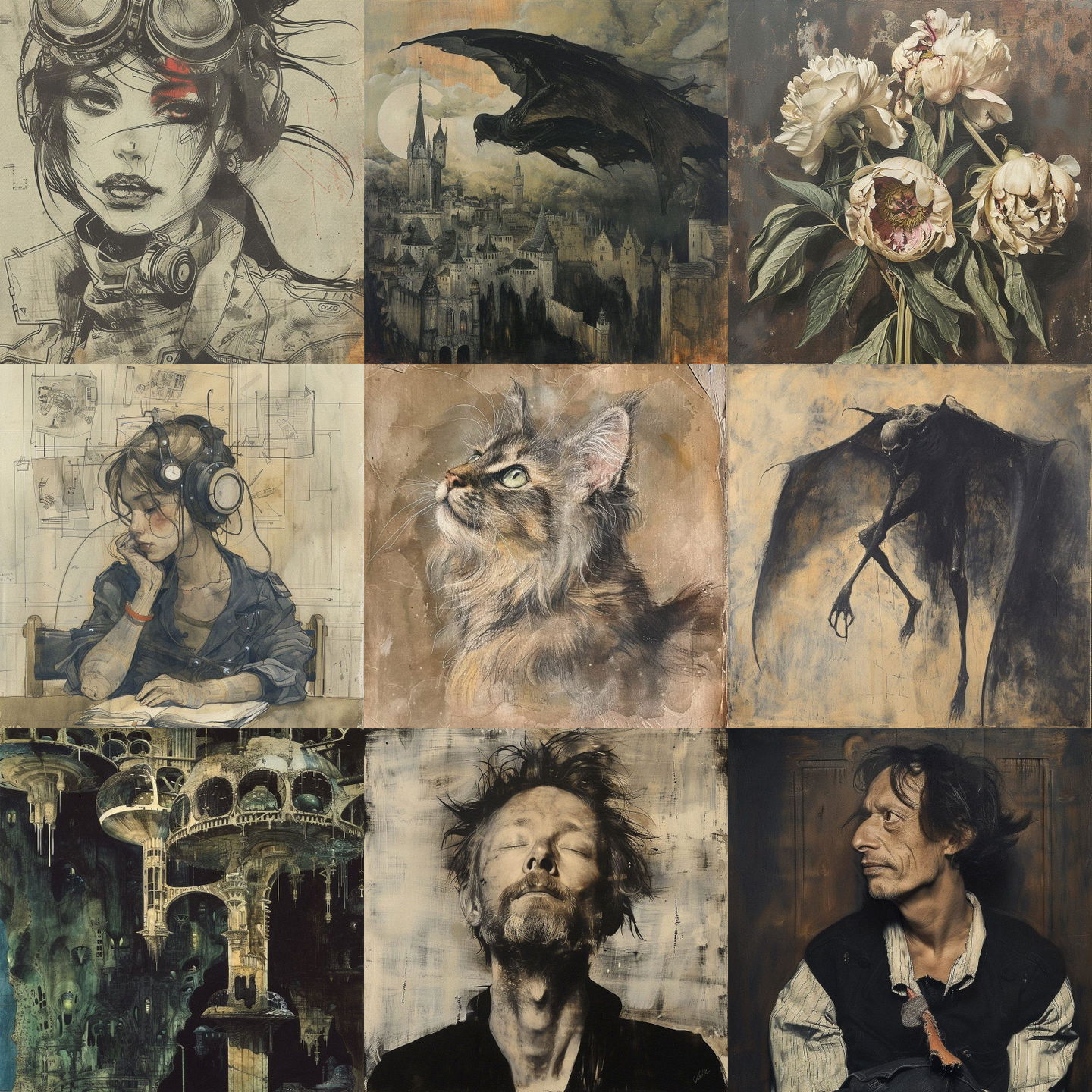 Felicien Rops style, Midjourney V6: cyberpunk character by Felicien Rops
