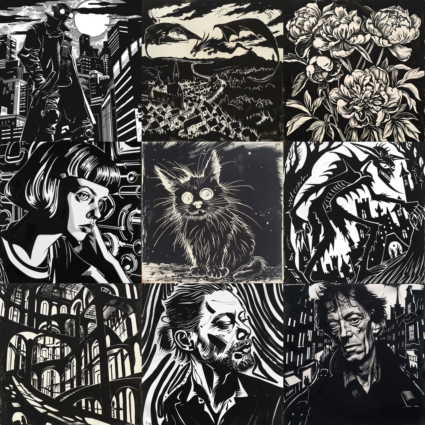 Frans Masereel style, Midjourney V6: cyberpunk character by Frans Masereel