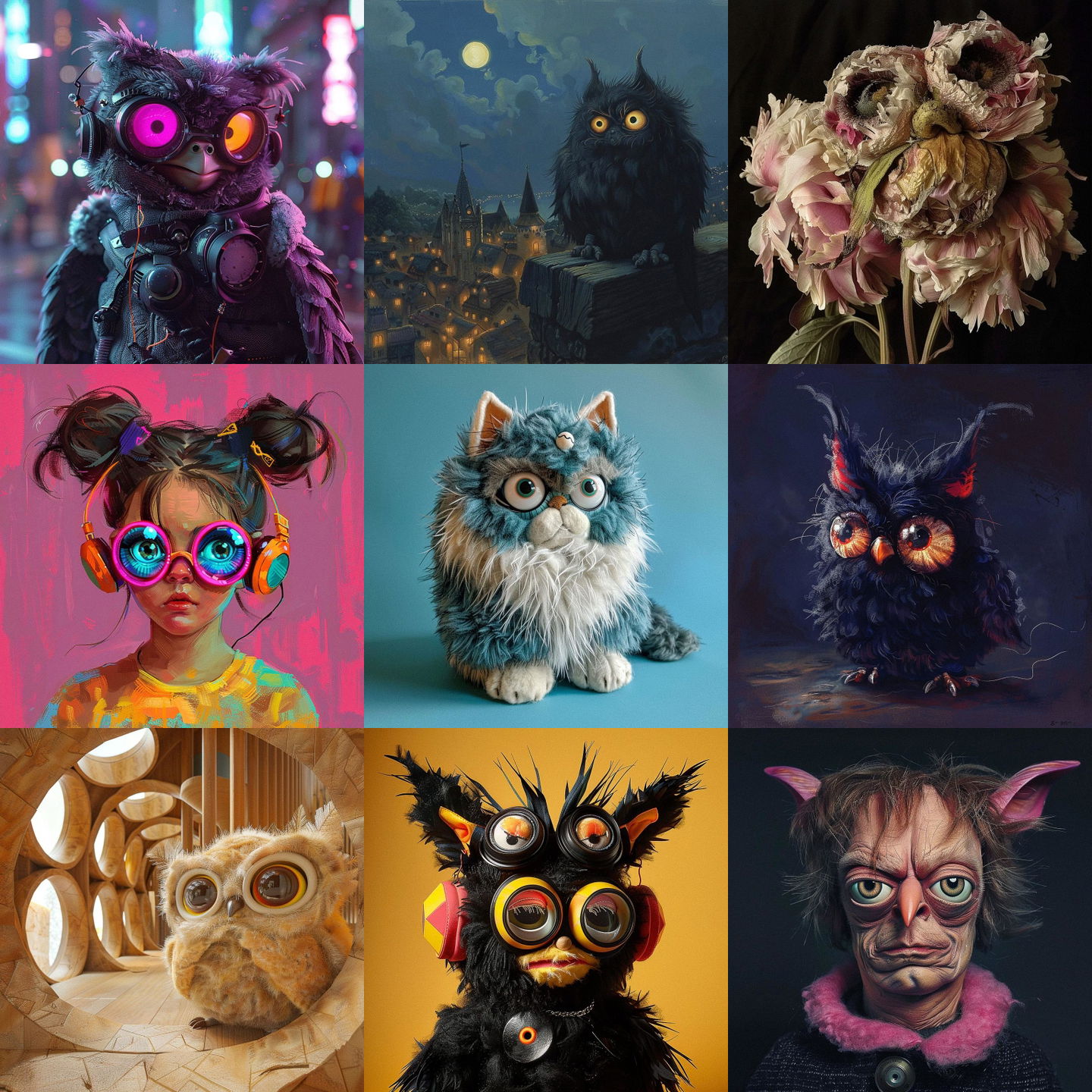 Furby style, Midjourney V6: cyberpunk character as Furby