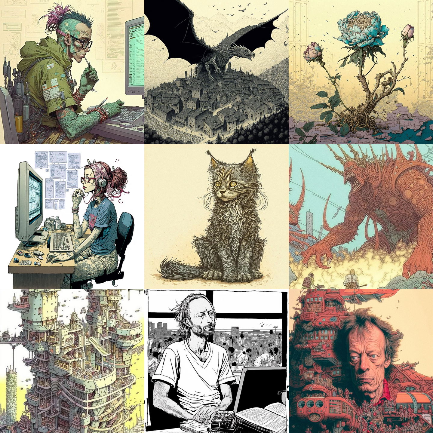 Geof Darrow style, Midjourney V4: cyberpunk character by Geof Darrow