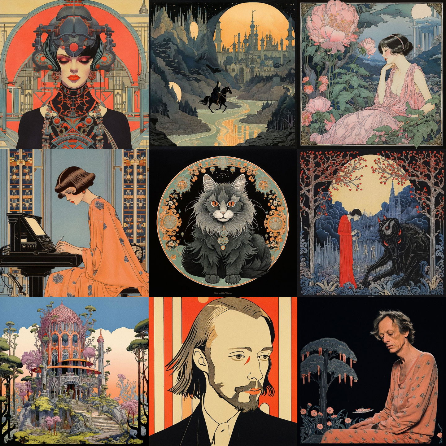 George Barbier style, Midjourney V5.2: cyberpunk character by George Barbier