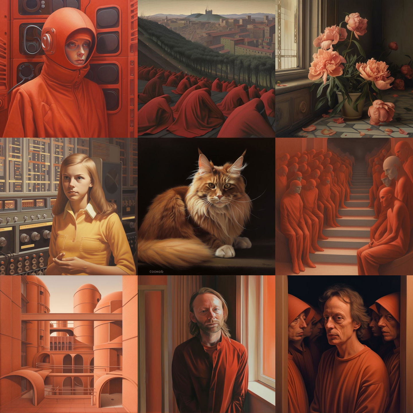 George Tooker style, Midjourney V5: cyberpunk character by George Tooker
