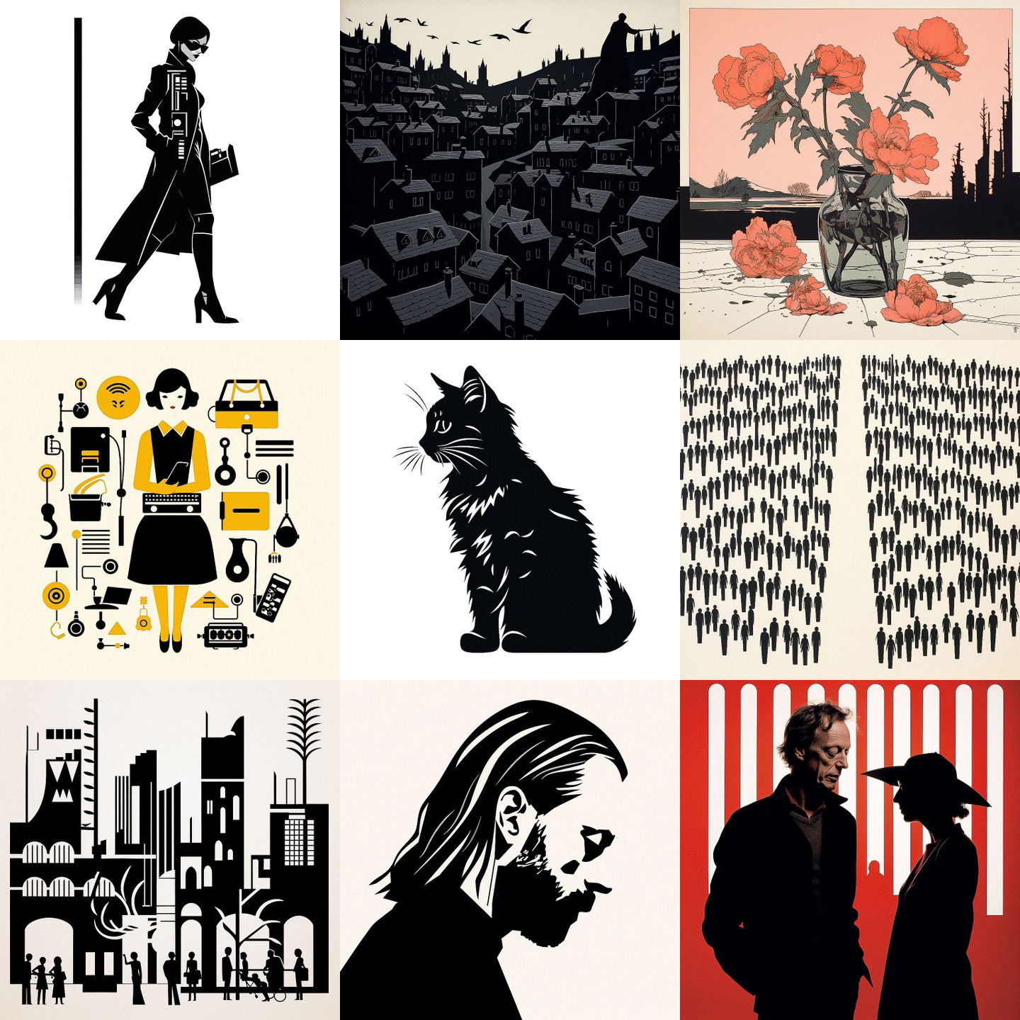 Gerd Arntz style, Midjourney V5.2: cyberpunk character by Gerd Arntz