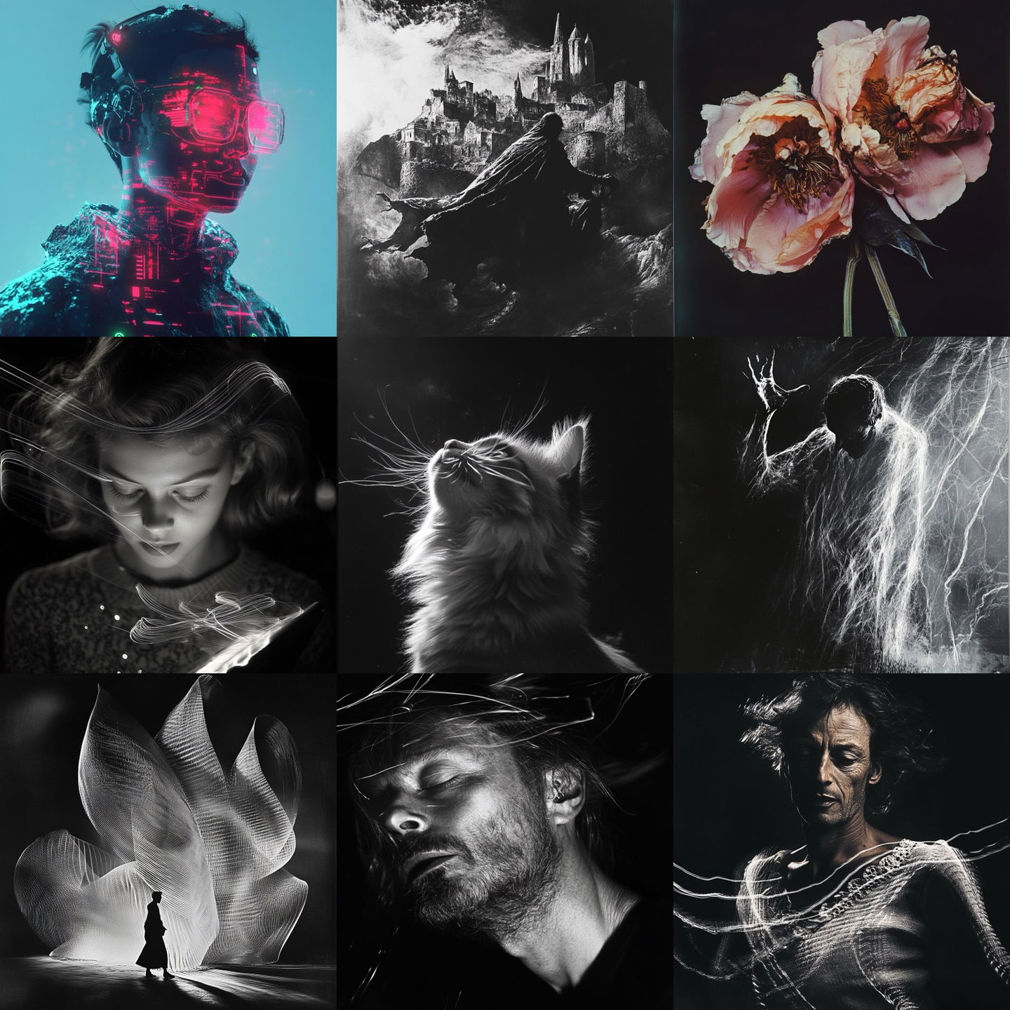 Gjon Mili style, Midjourney V6.1: cyberpunk character by Gjon Mili