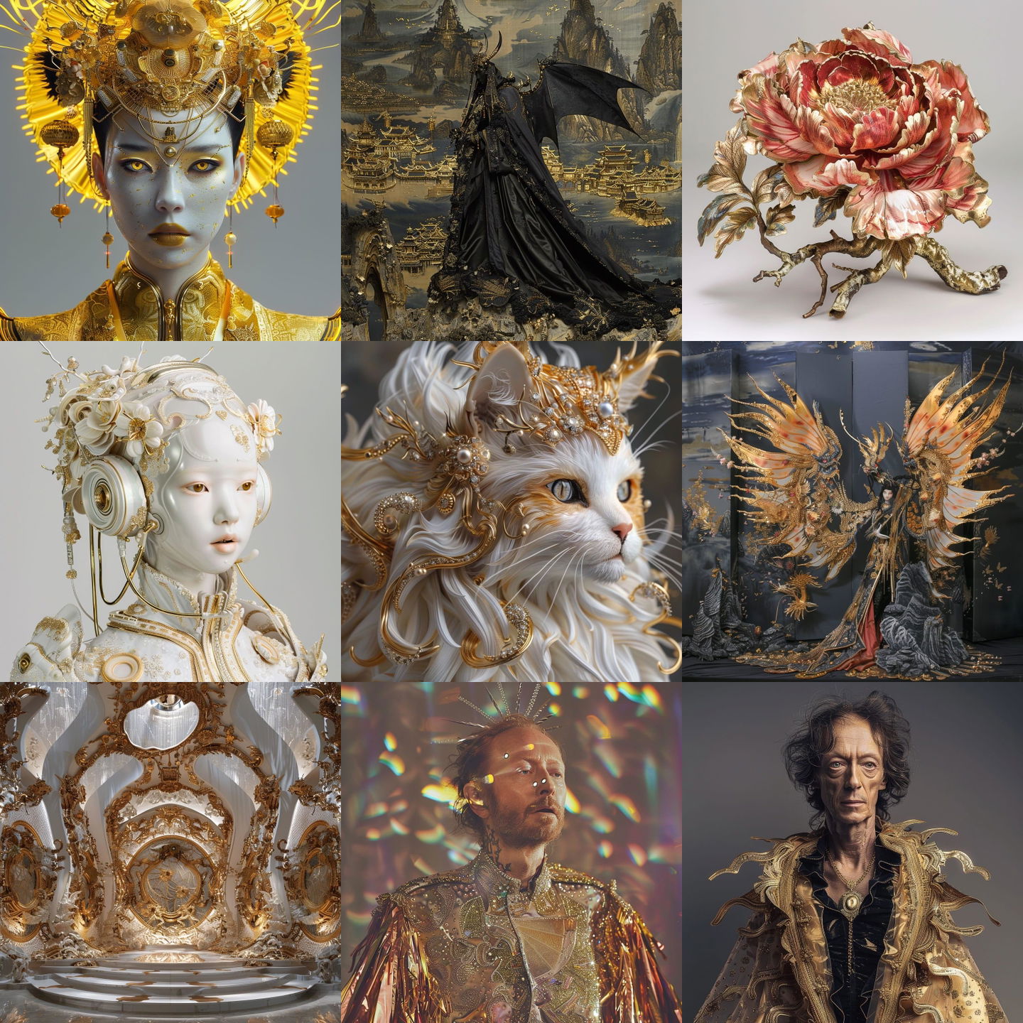 Guo Pei style, Midjourney V6: cyberpunk character by Guo Pei