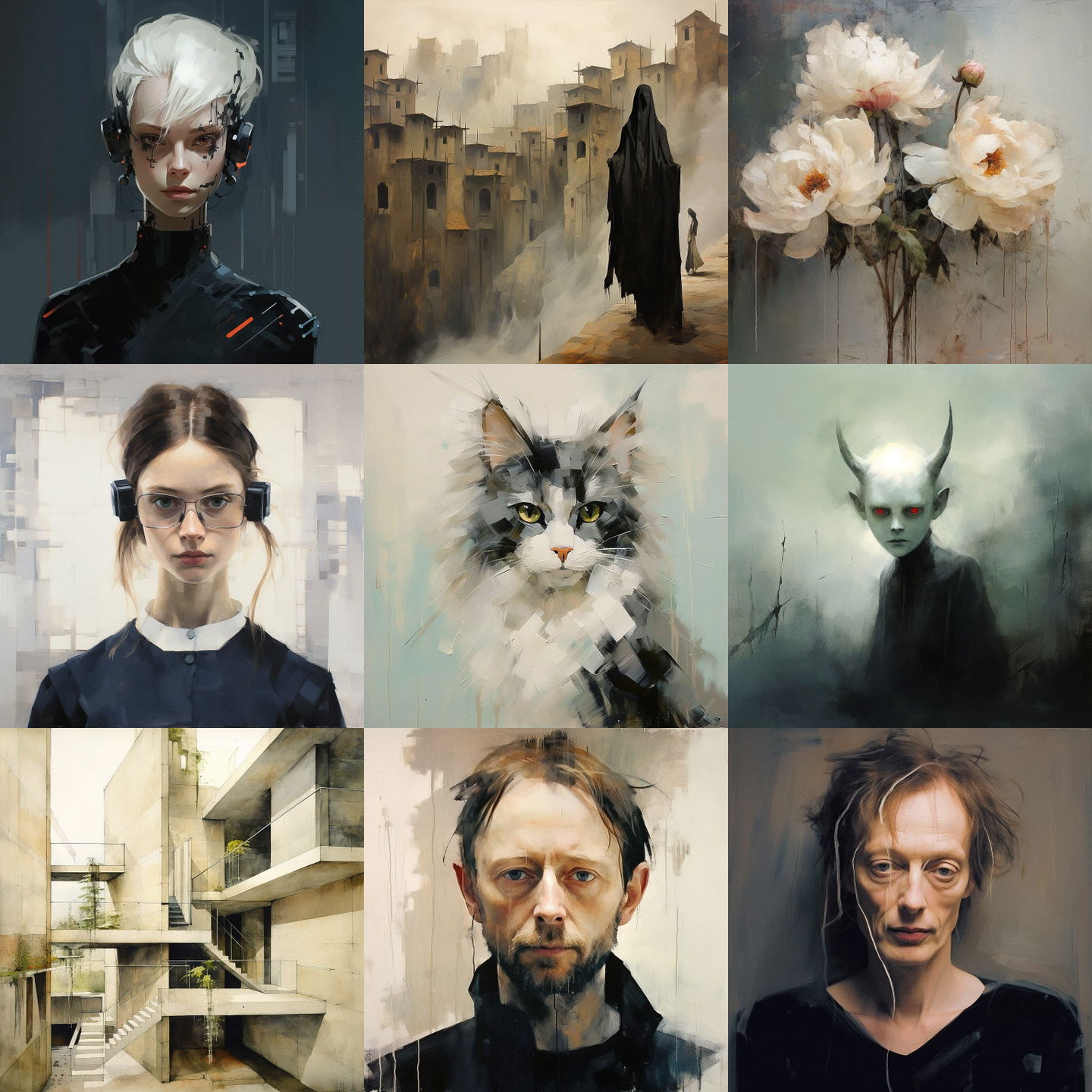 Helene Schjerfbeck style, Midjourney V5.2: cyberpunk character by Helene Schjerfbeck