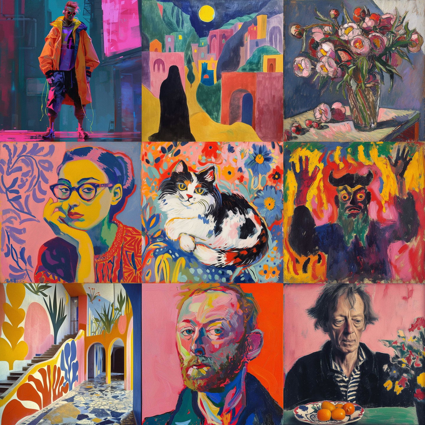 Henri Matisse style, Midjourney V6: cyberpunk character by Henri Matisse