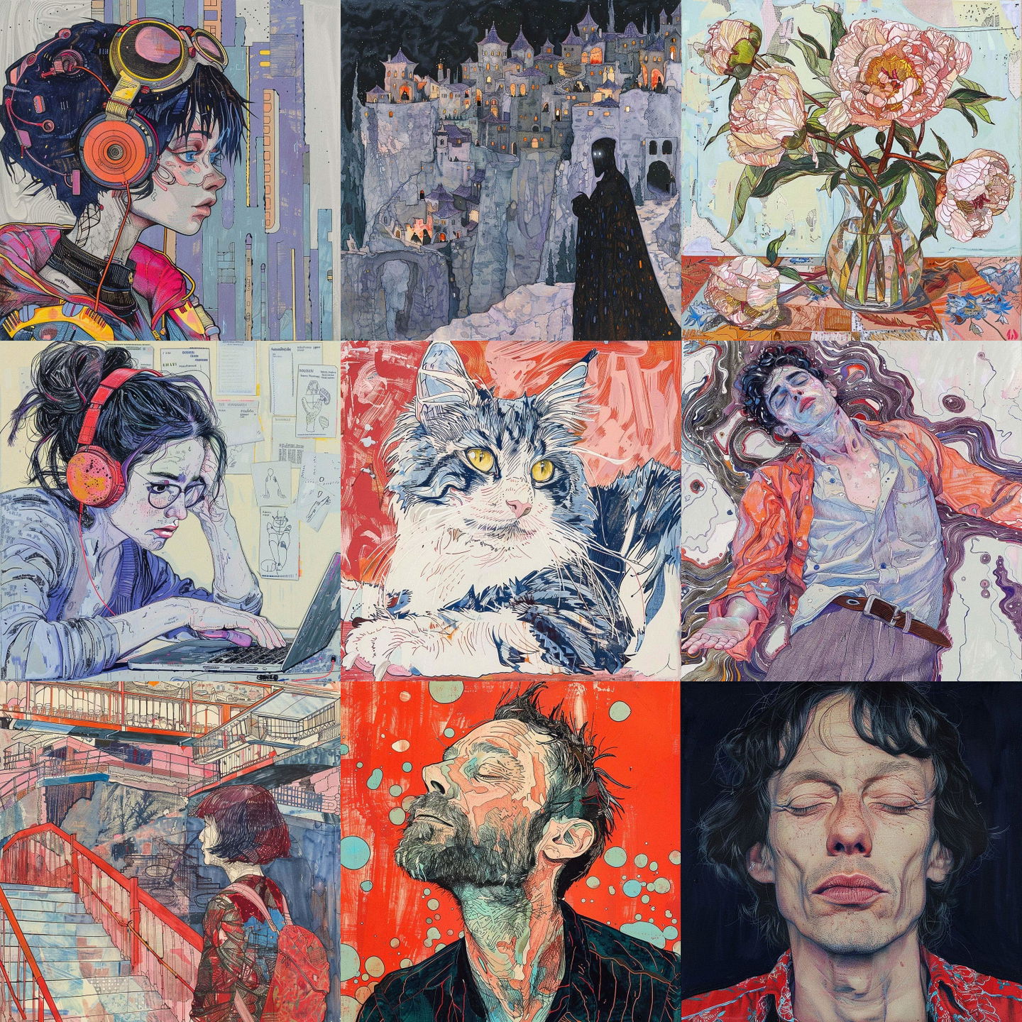 Hope Gangloff style, Midjourney V6: cyberpunk character by Hope Gangloff