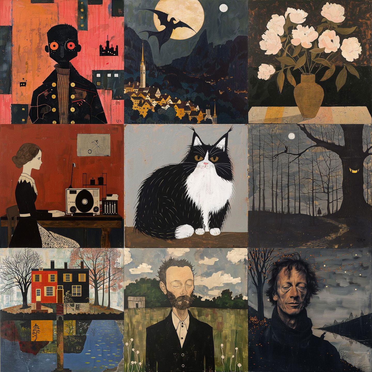 Horace Pippin style, Midjourney V6: cyberpunk character by Horace Pippin