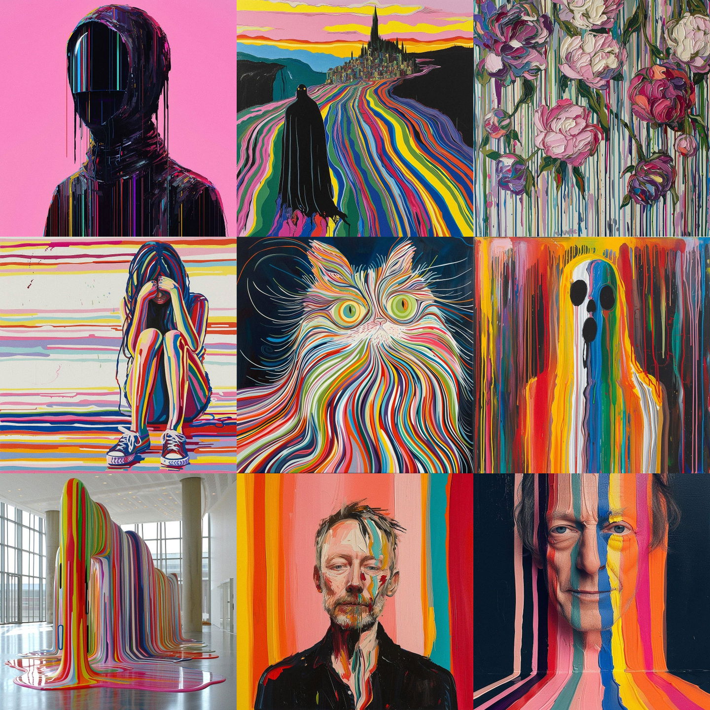 Ian Davenport style, Midjourney V6: cyberpunk character by Ian Davenport