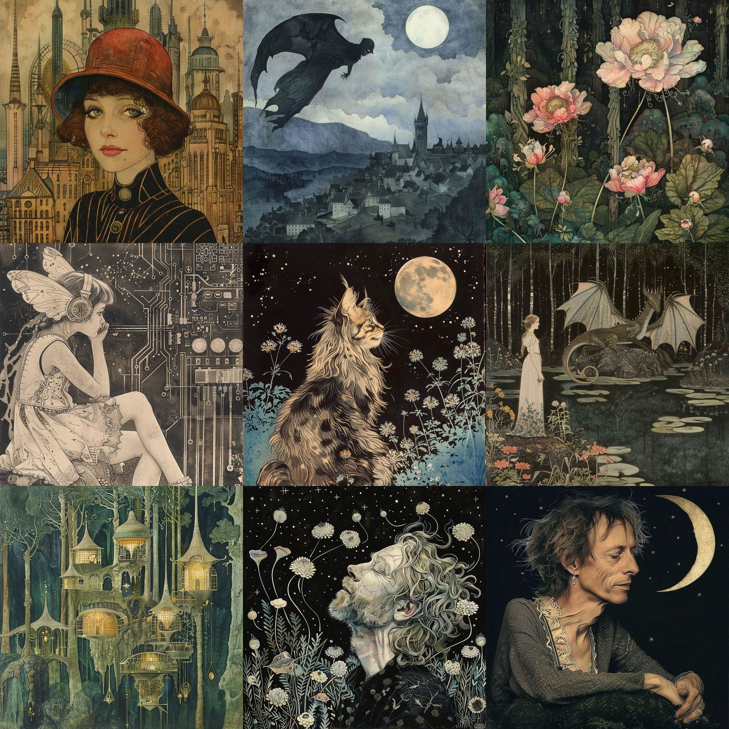 Ida Rentoul Outhwaite style, Midjourney V6: cyberpunk character by Ida Rentoul Outhwaite