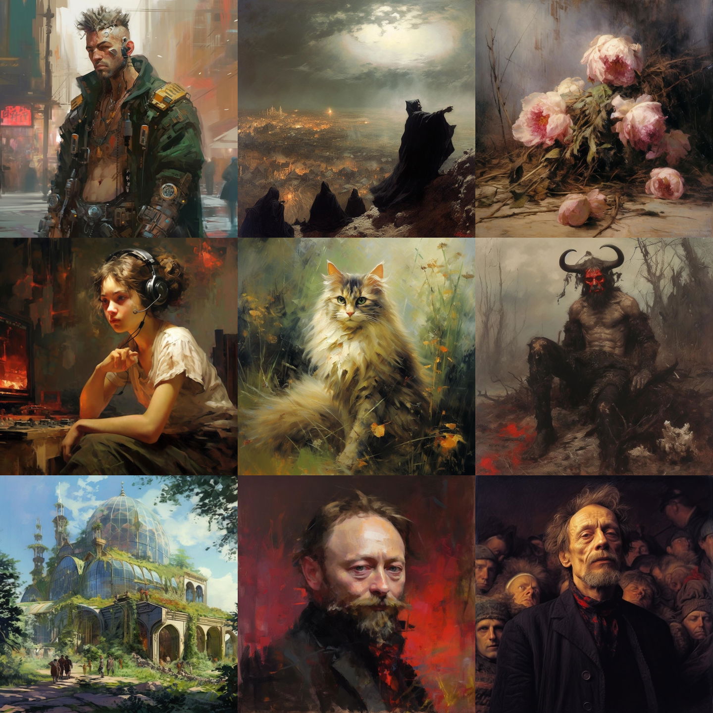 Ilya Repin style, Midjourney V5.1: cyberpunk character by Ilya Repin