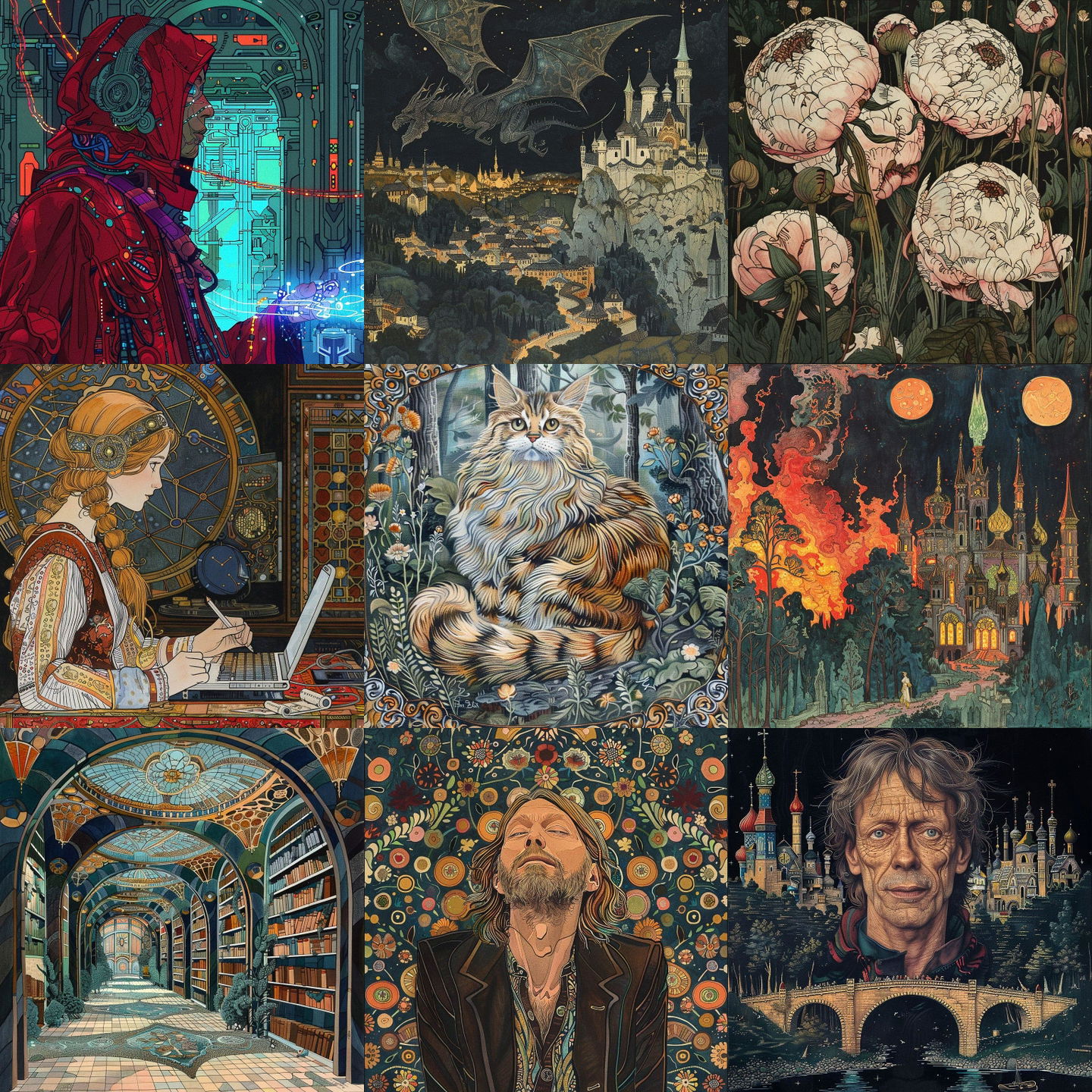 Ivan Bilibin style, Midjourney V6: cyberpunk character by Ivan Bilibin