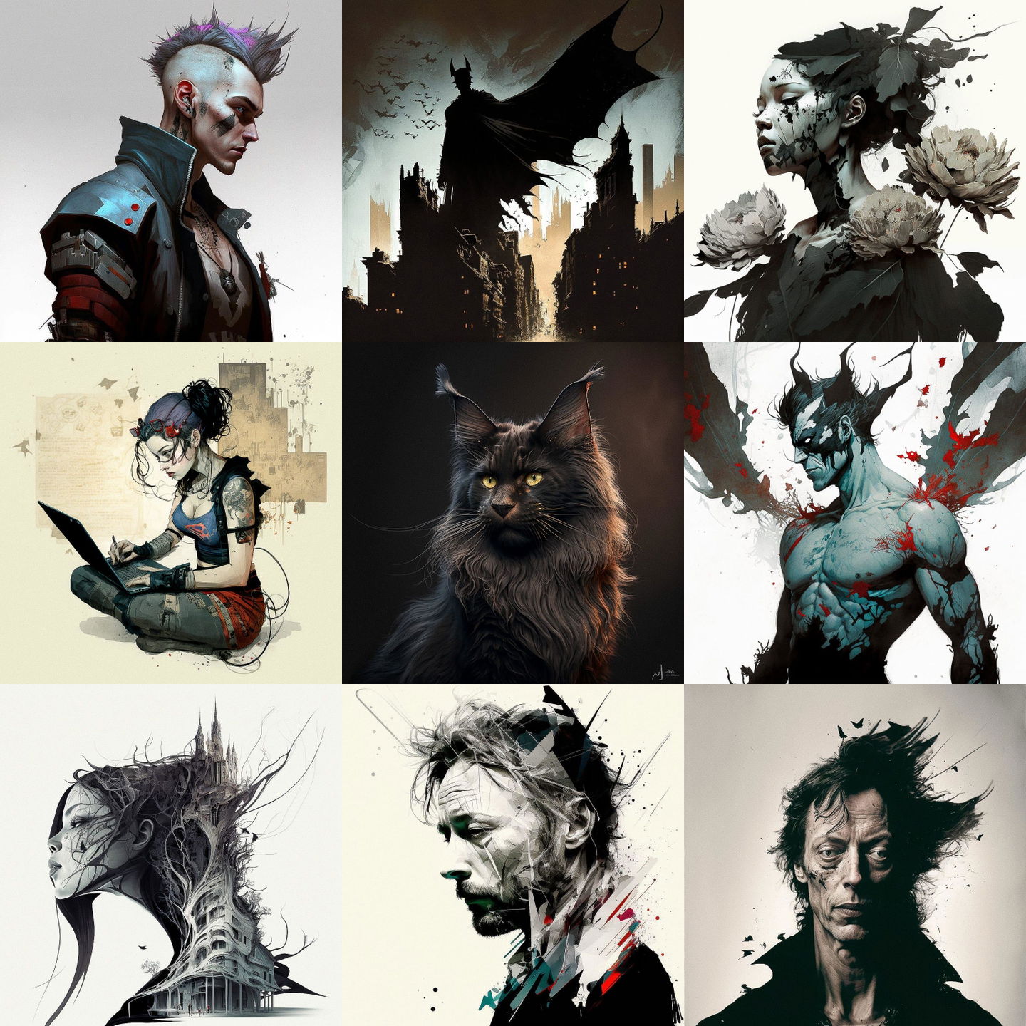 Jae Lee style, Midjourney V4: cyberpunk character by Jae Lee