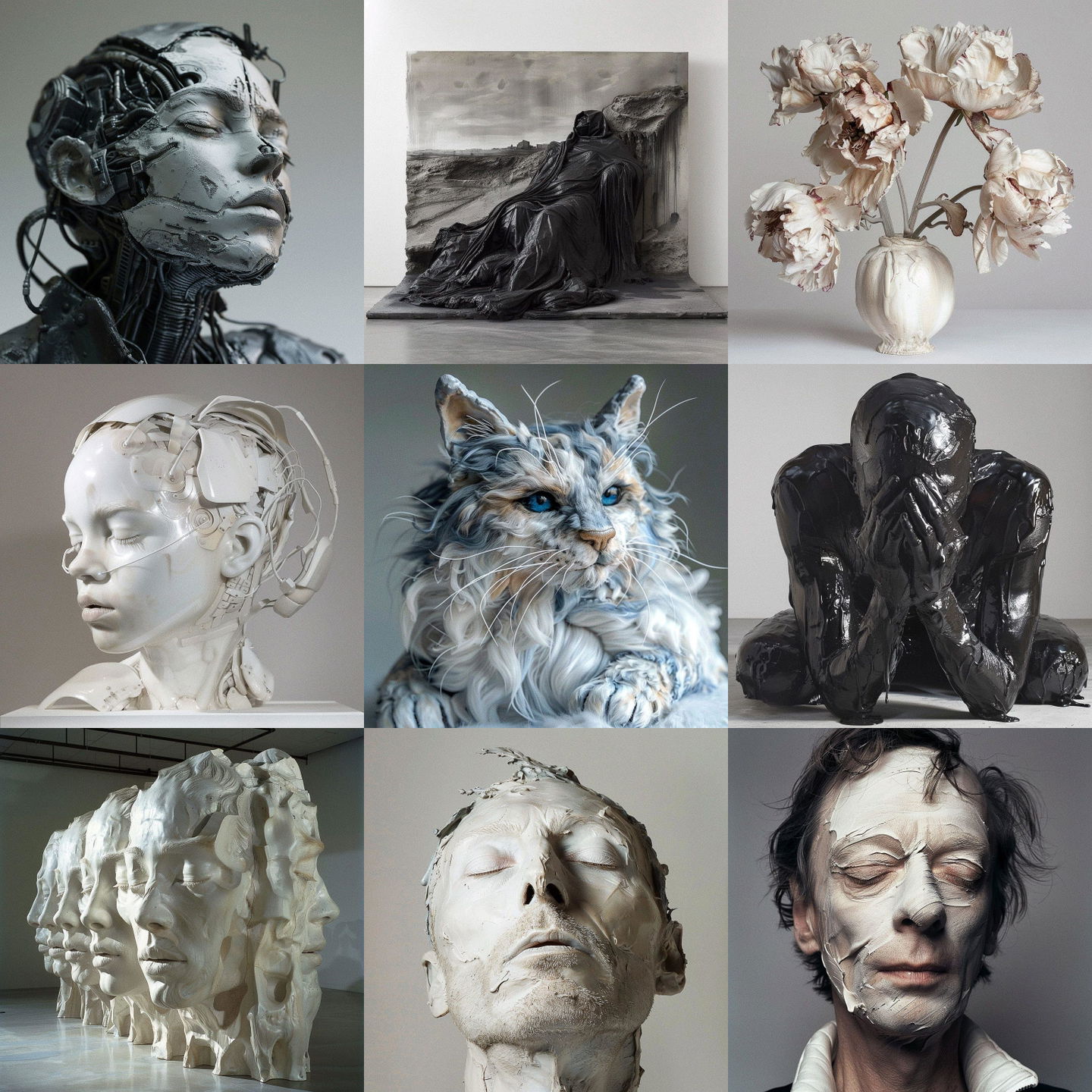 Janine Antoni style, Midjourney V6: cyberpunk character by Janine Antoni