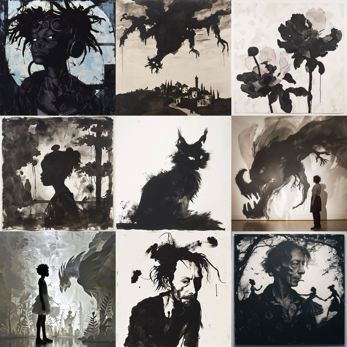 Kara Walker style, Midjourney V6: cyberpunk character by Kara Walker