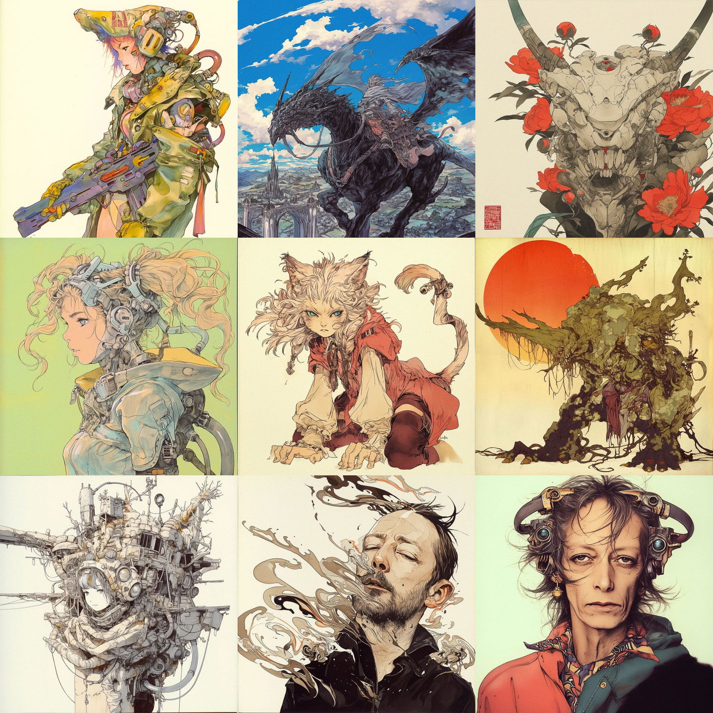 Katsuya Terada style, Midjourney Niji 6: cyberpunk character by Katsuya Terada
